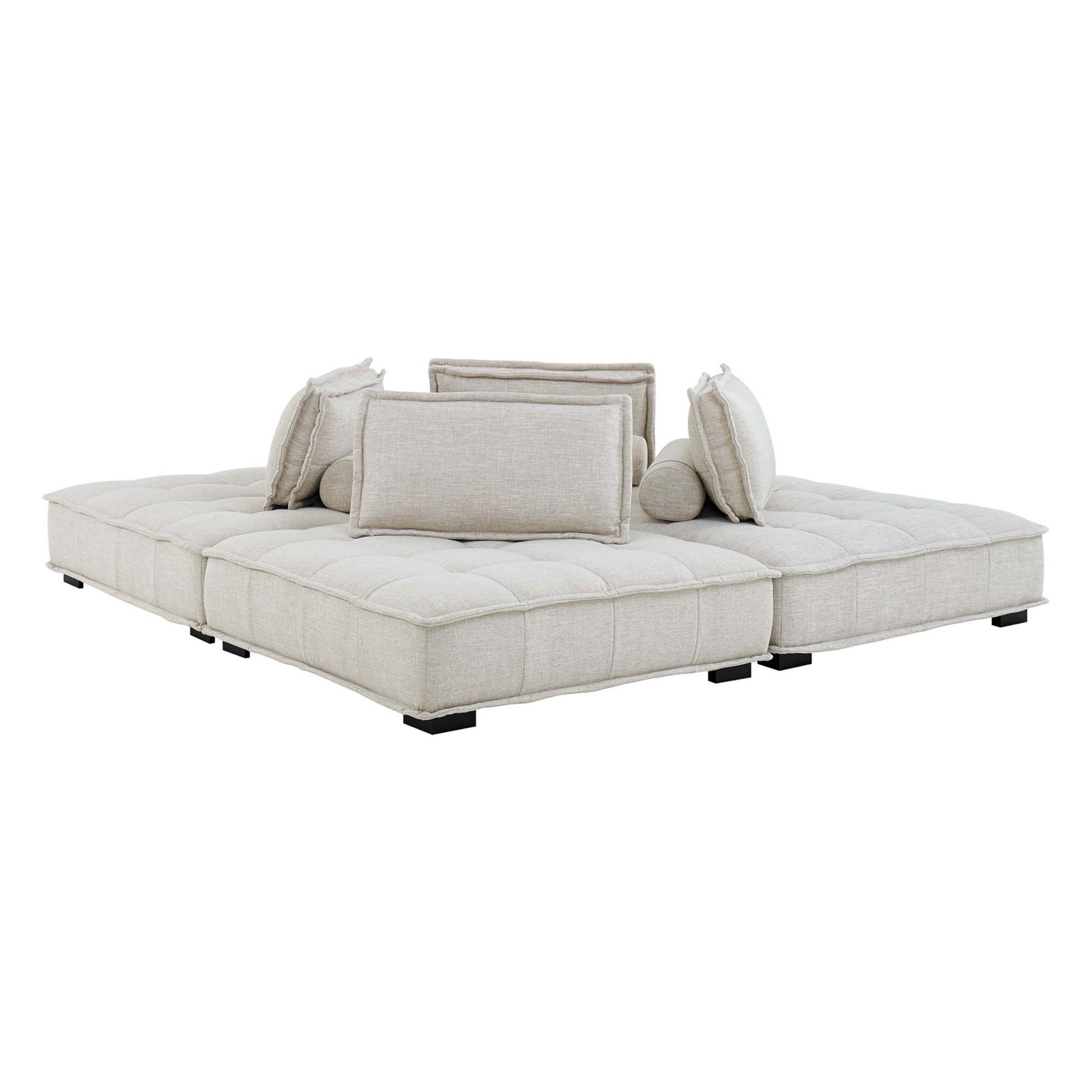 Saunter 4-Piece Tufted Fabric Sectional sofá