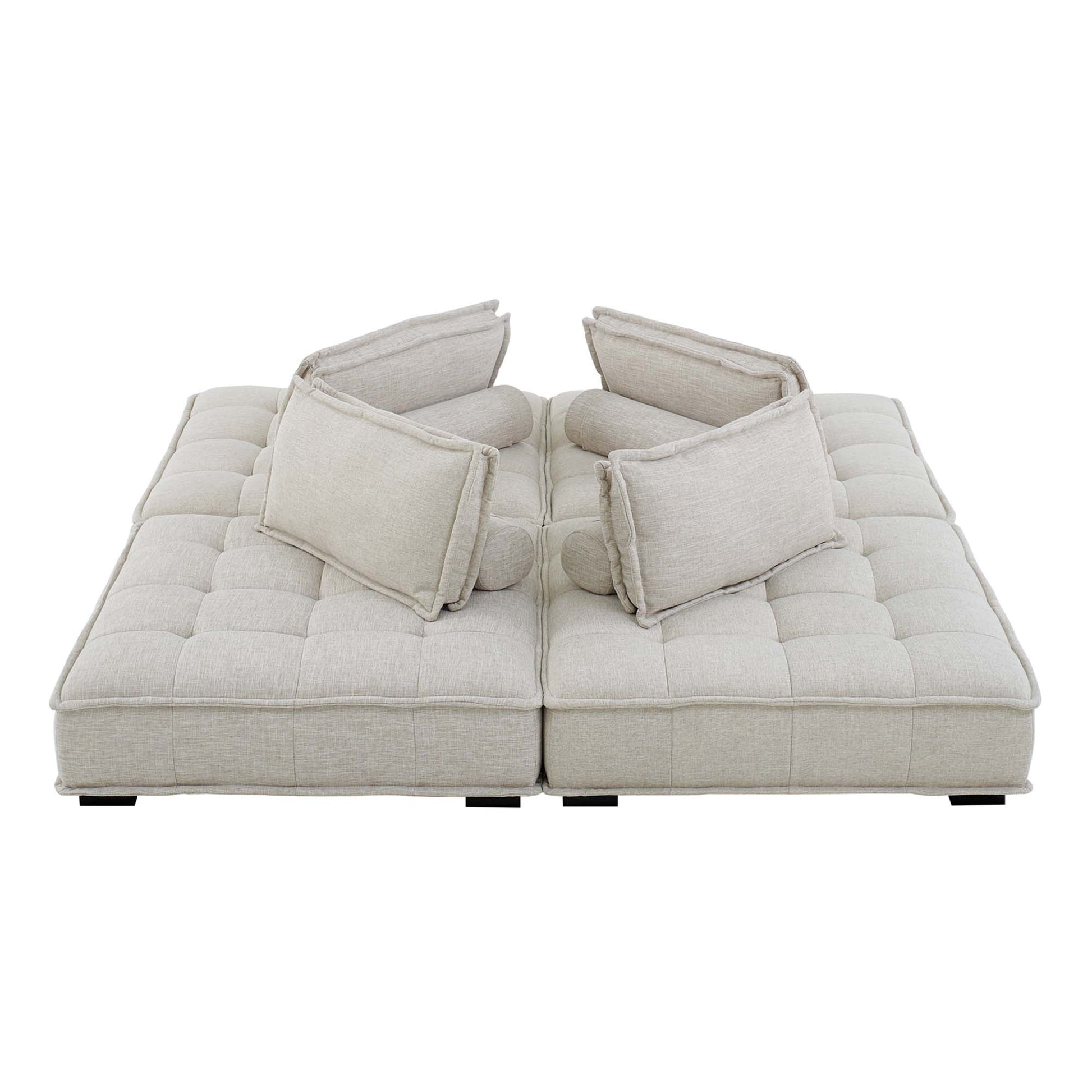 Saunter 4-Piece Tufted Fabric Sectional sofá