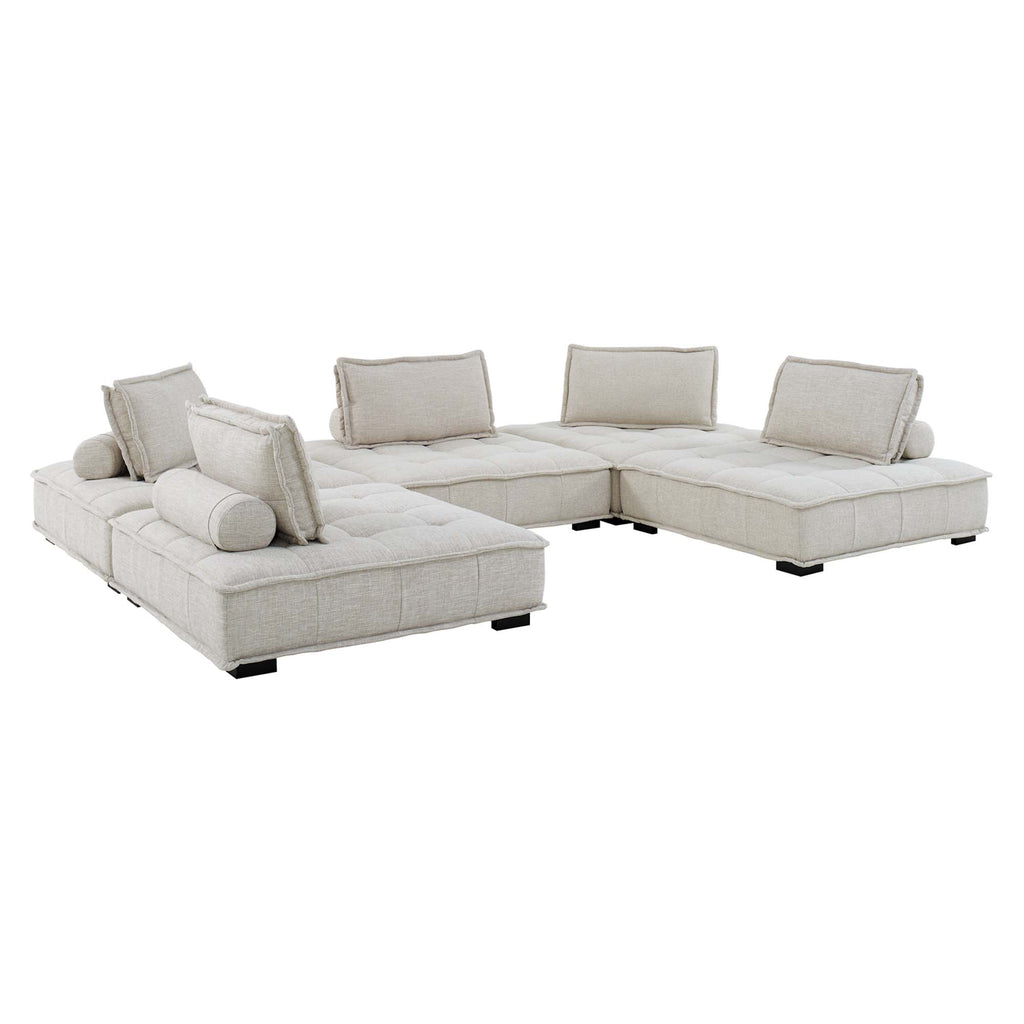 Saunter 5-Piece Tufted Fabric Sectional sofá
