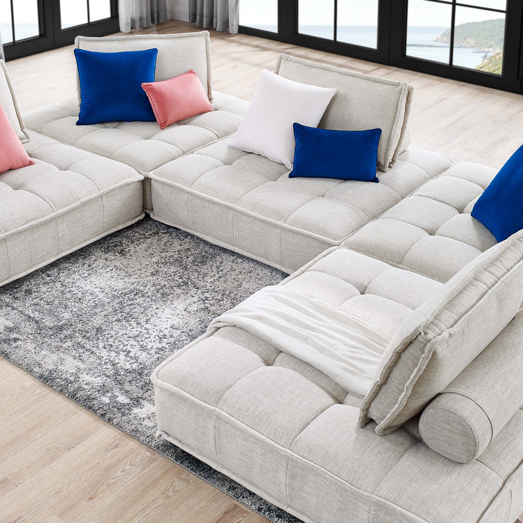 Saunter 5-Piece Tufted Fabric Sectional sofá