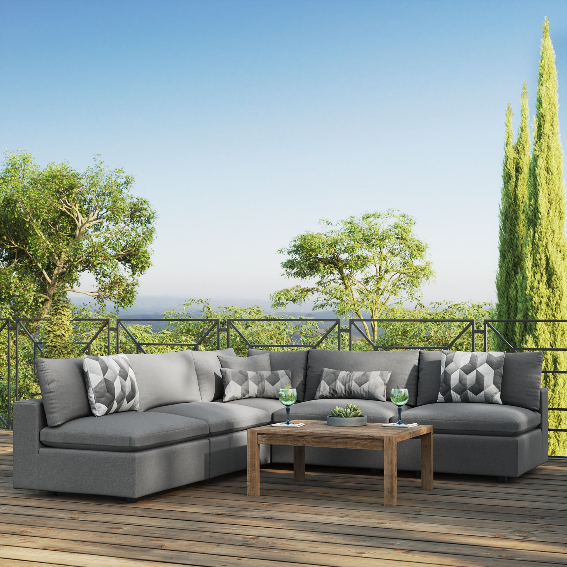 Commix 5-Piece Outdoor Patio Sectional sofá