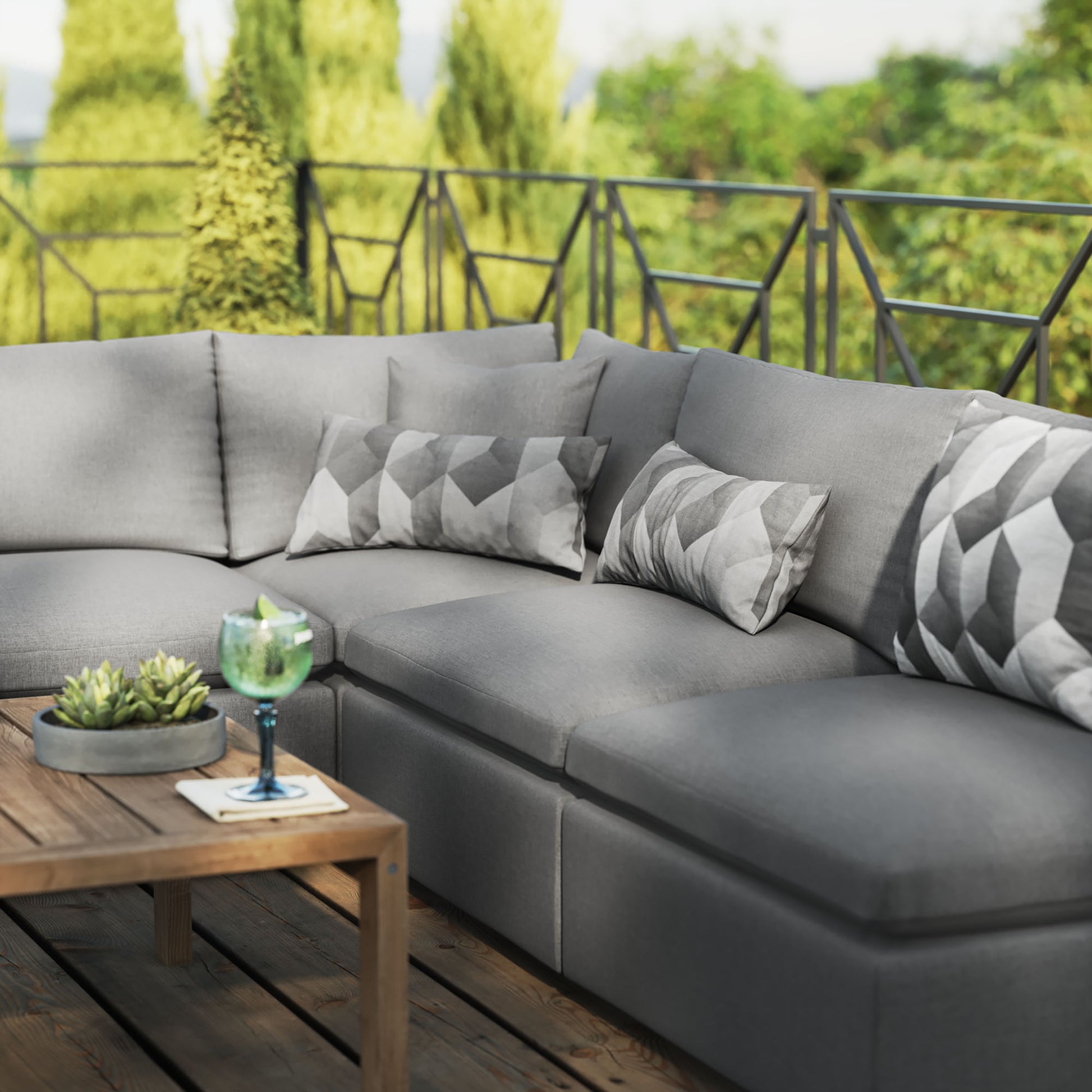 Commix 5-Piece Outdoor Patio Sectional sofá