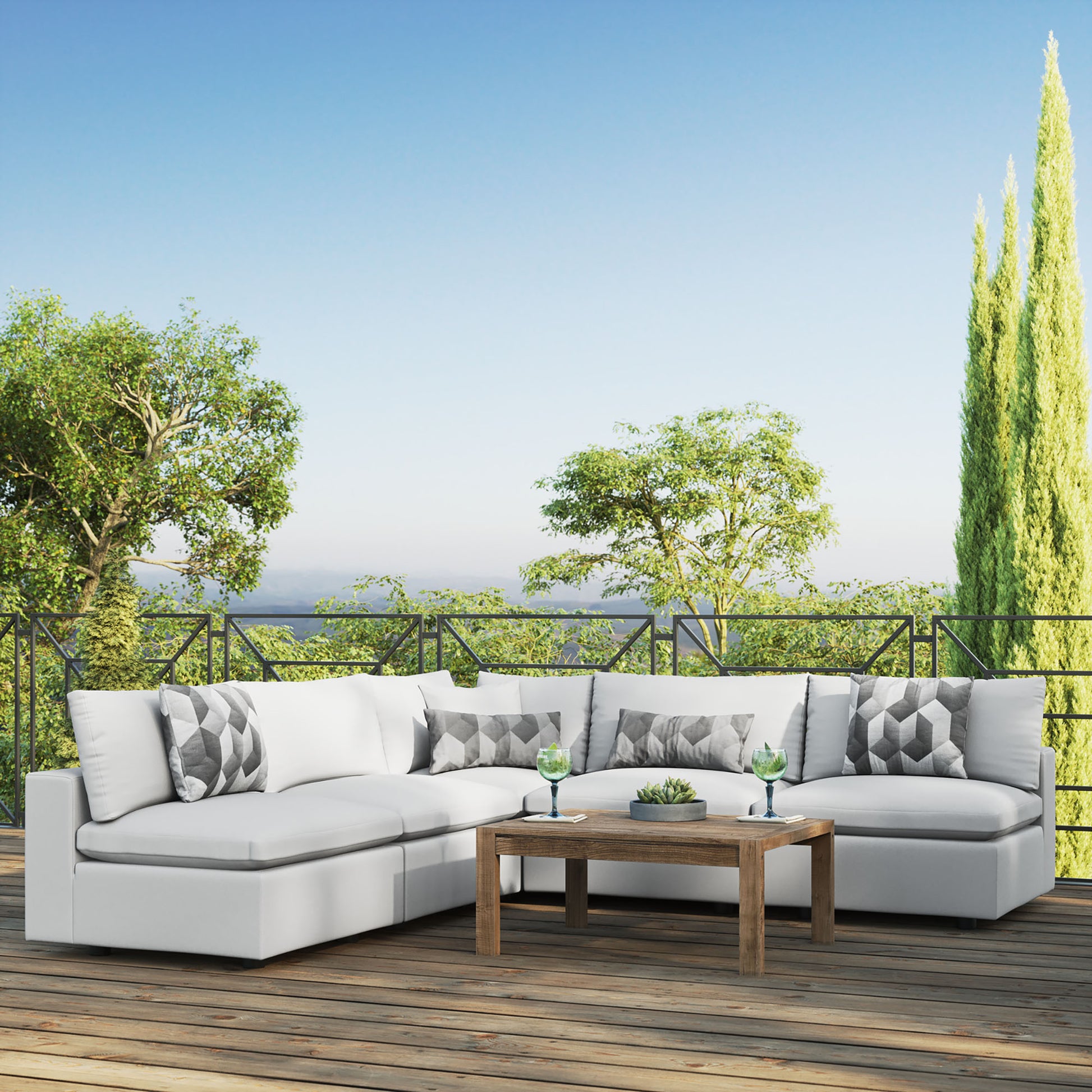 Commix 5-Piece Outdoor Patio Sectional sofá
