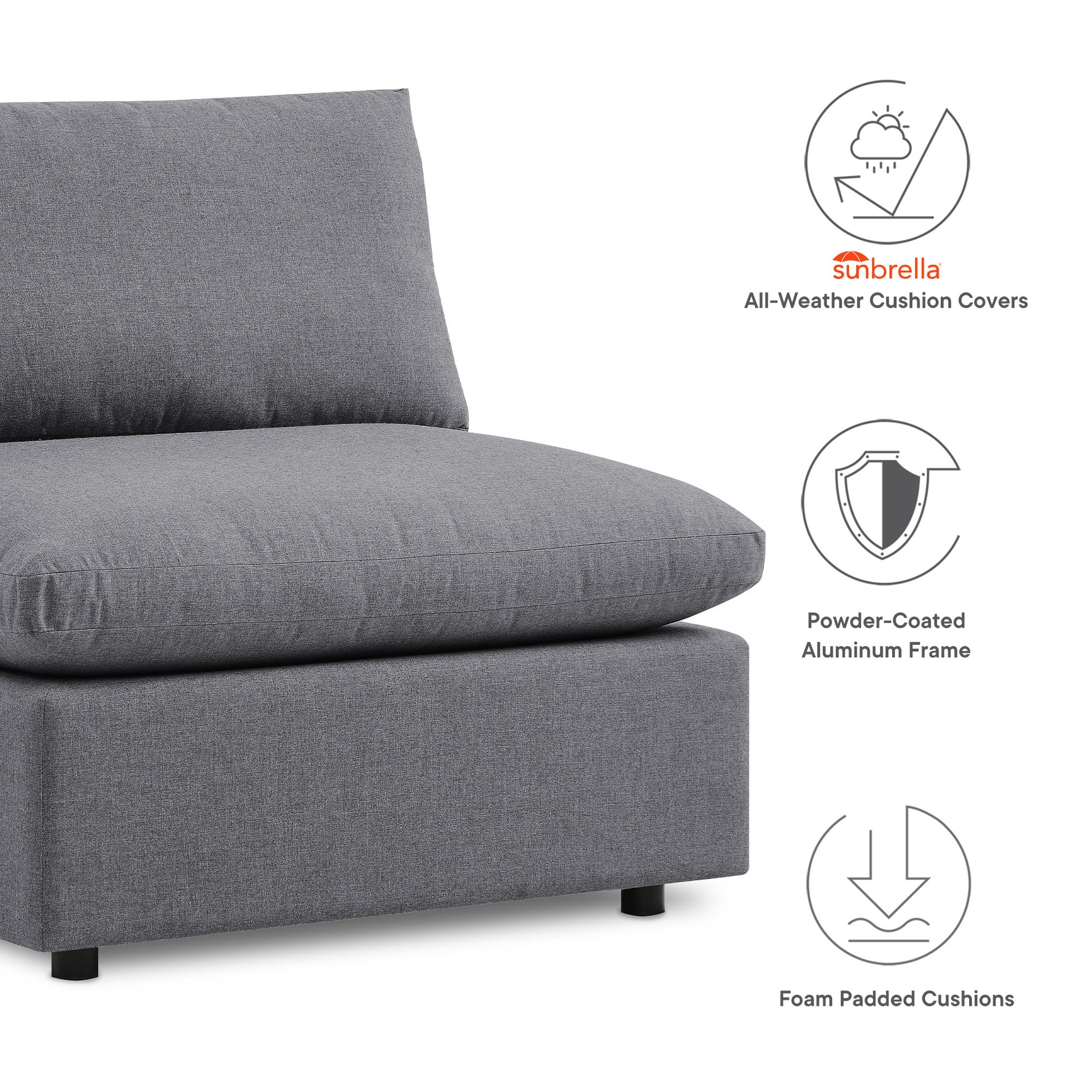 Commix 5-Piece Sunbrella® Outdoor Patio Sectional sofá