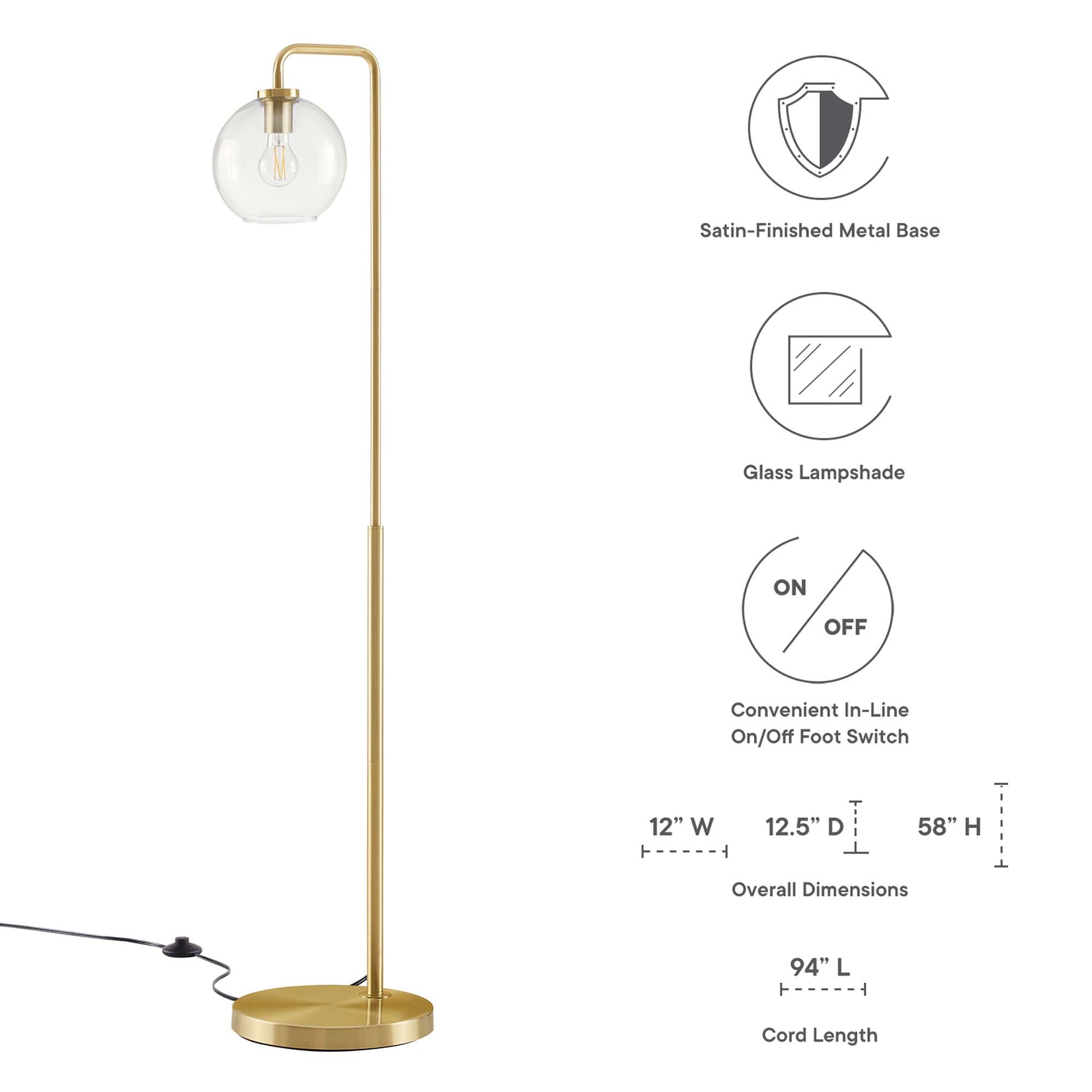 Silo Glass Globe and Metal Floor Lamp