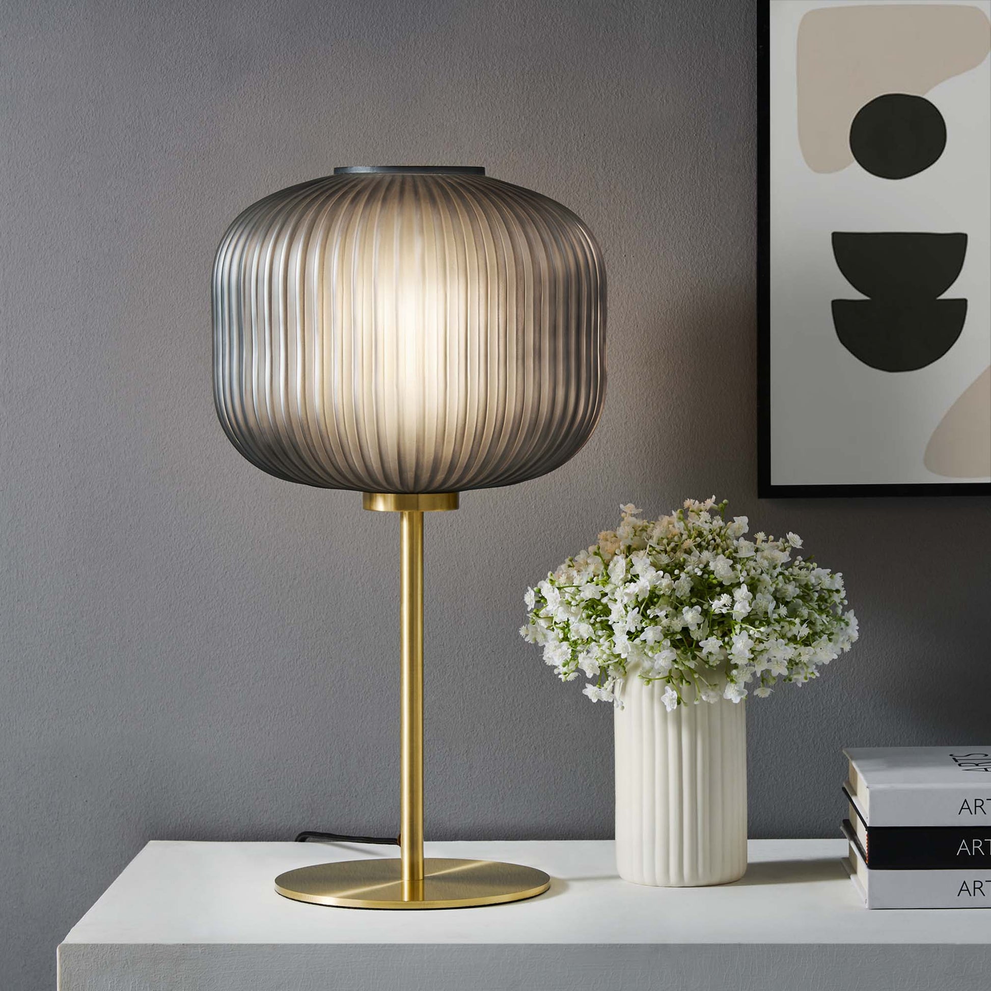Reprise Glass Sphere and Metal mesa Lamp