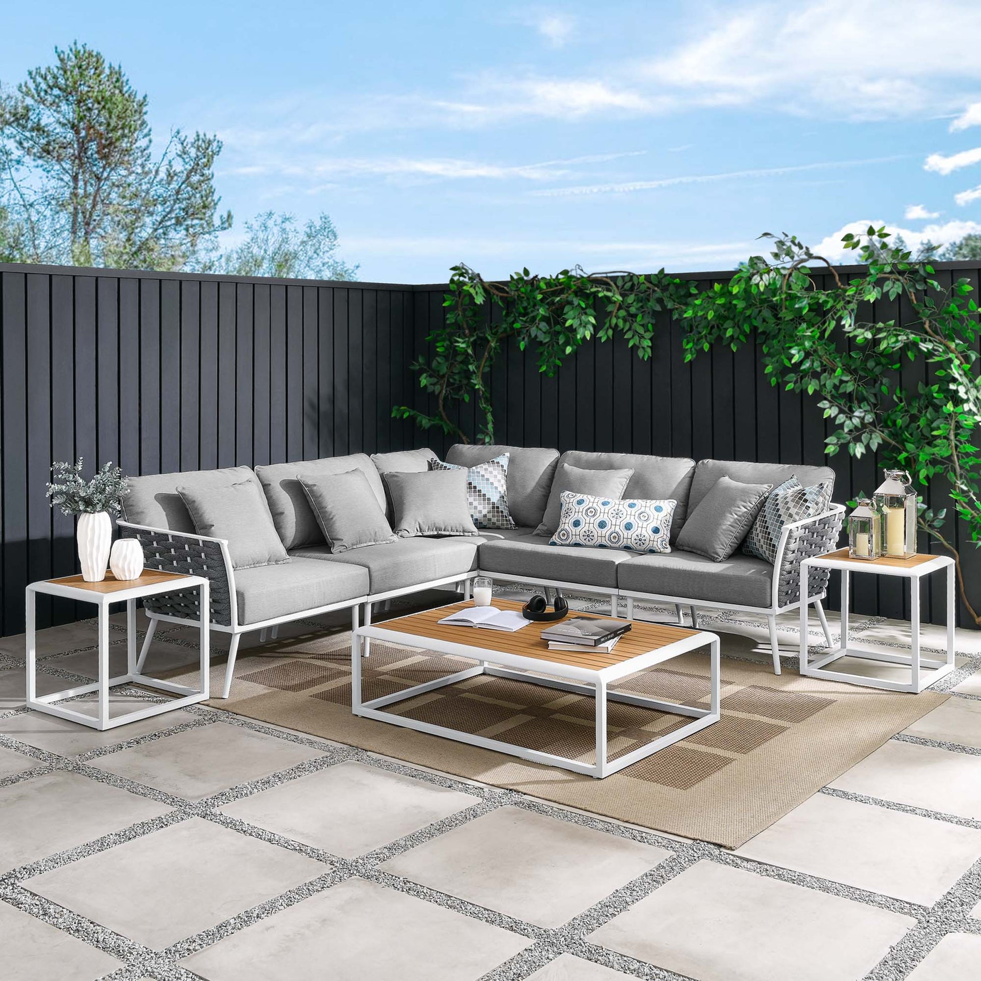 Stance 8 Piece Outdoor Patio Aluminum Sectional sofá Set