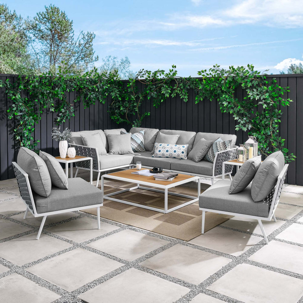 Stance 9 Piece Aluminum Outdoor Patio Sectional sofá Set