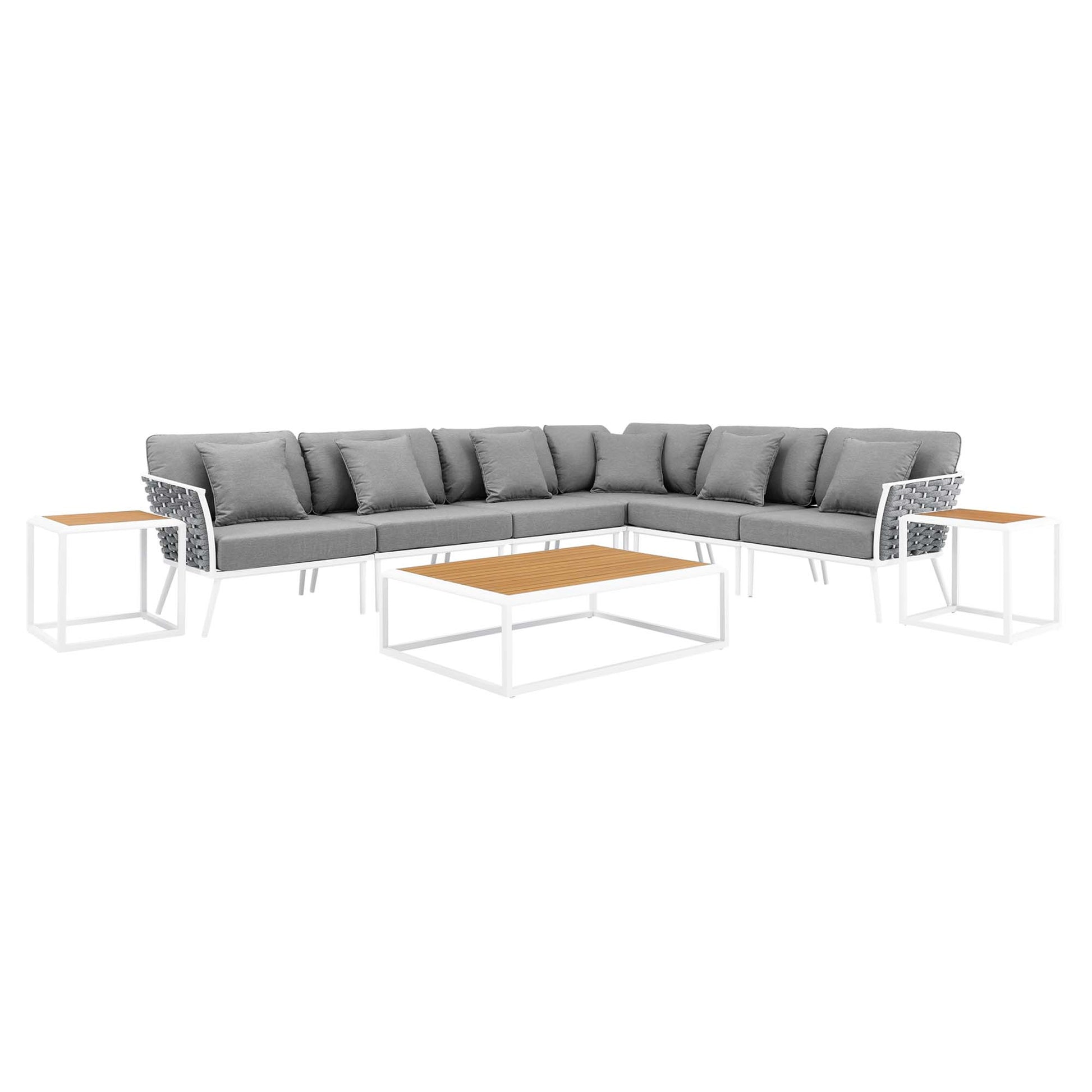 Stance 9 Piece Aluminum Outdoor Patio Sectional sofá Set