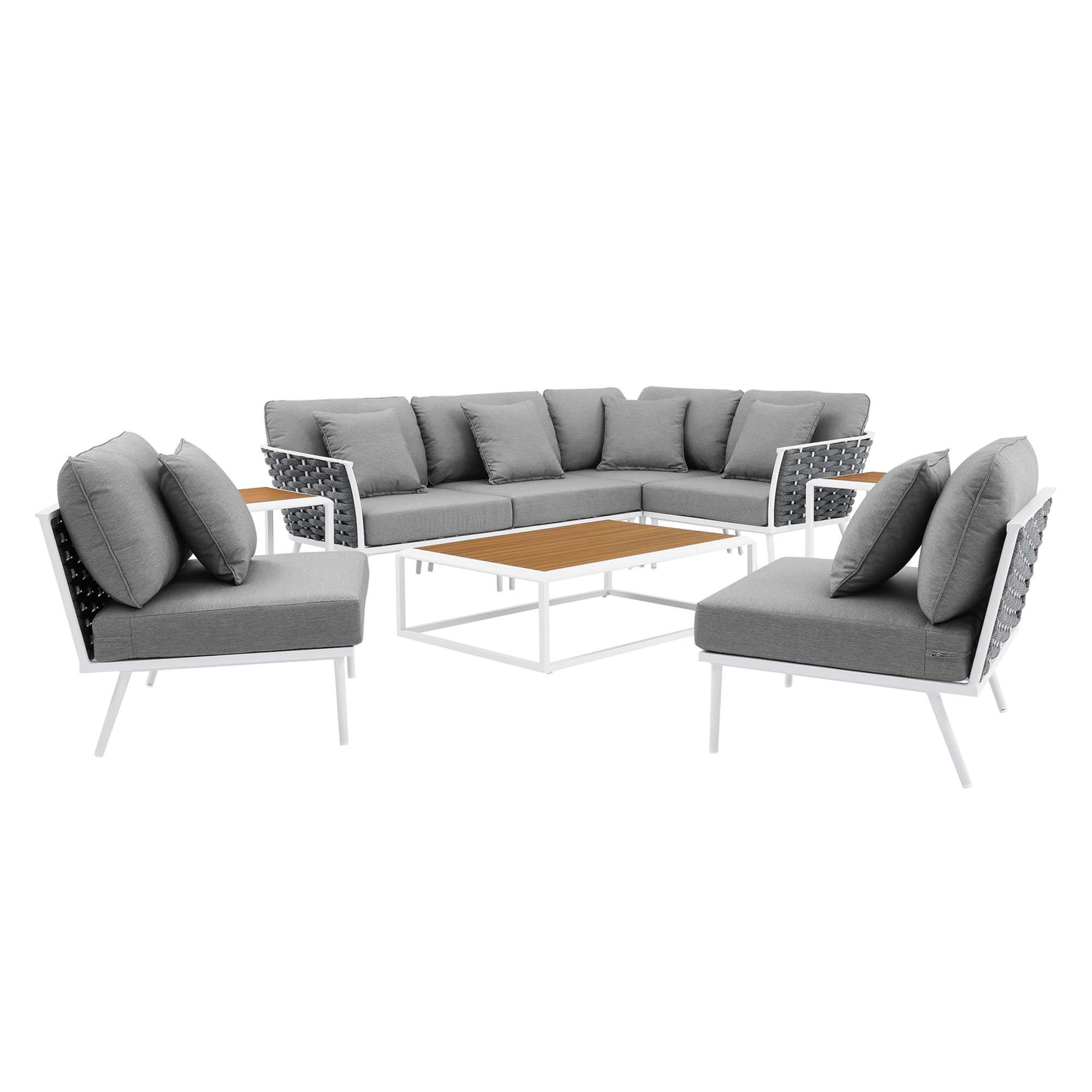 Stance 9 Piece Aluminum Outdoor Patio Sectional sofá Set