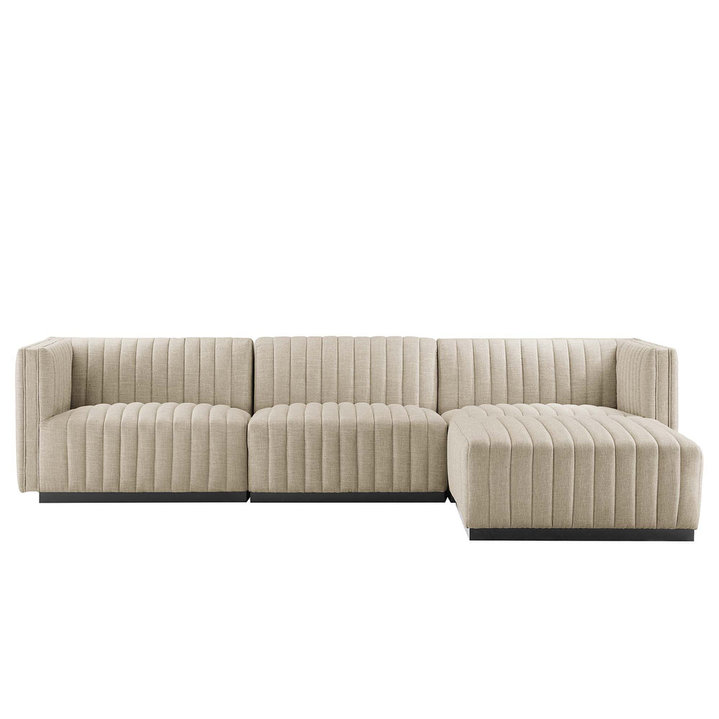 Conjure 4-Piece Channel Tufted Upholstered Fabric Sectional sofá