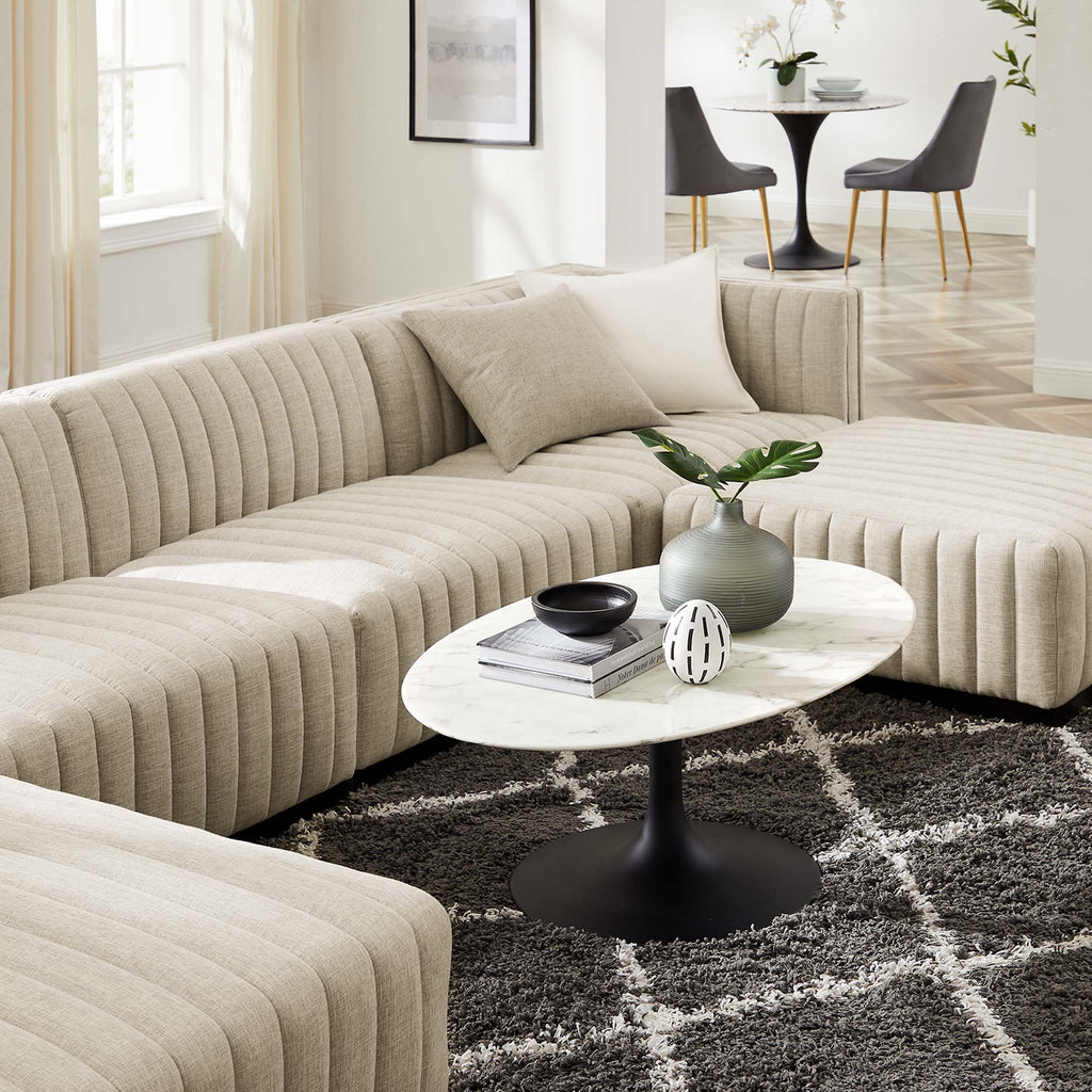 Conjure 6-Piece Channel Tufted Upholstered Fabric Sectional sofá