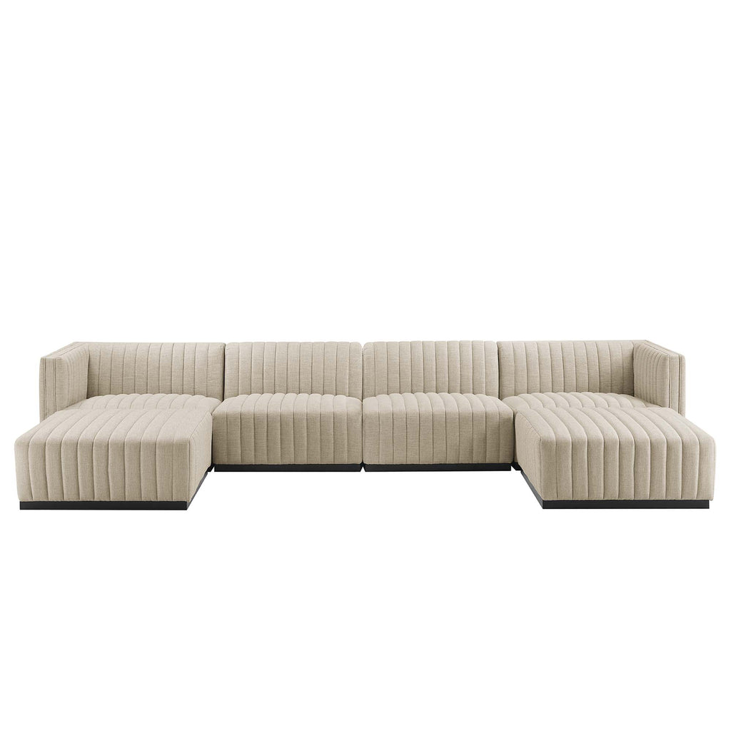 Conjure 6-Piece Channel Tufted Upholstered Fabric Sectional sofá