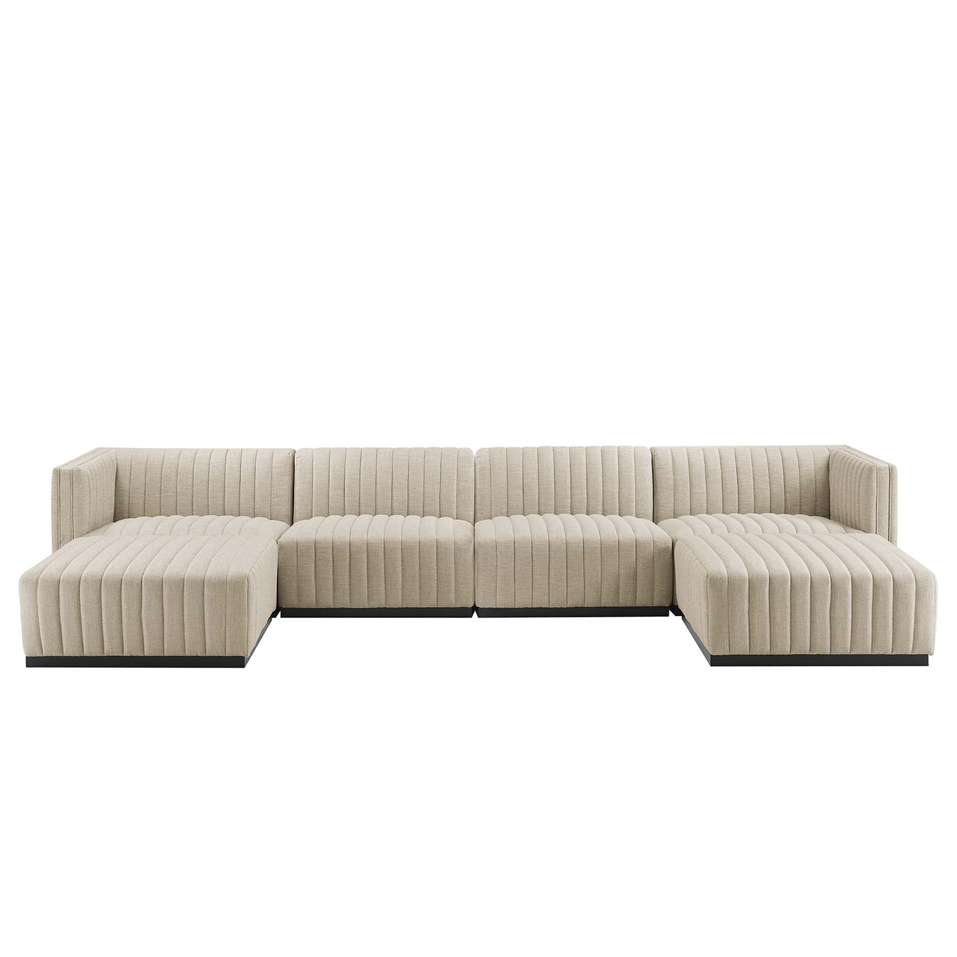 Conjure 6-Piece Channel Tufted Upholstered Fabric Sectional sofá