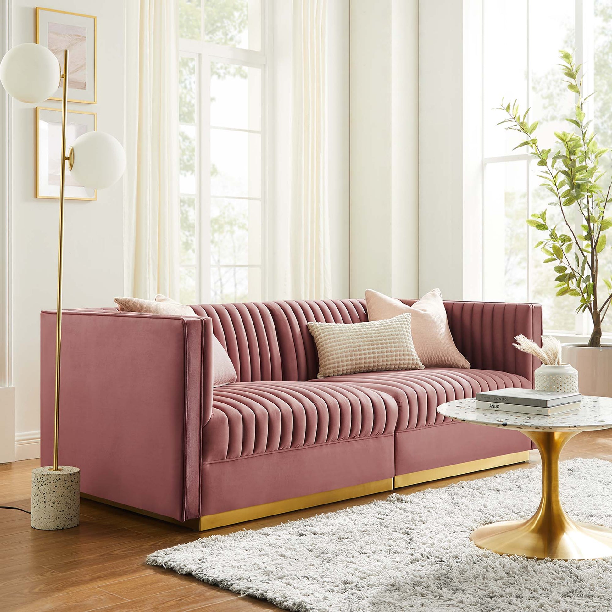 Sanguine Channel Tufted Performance Velvet Modular Sectional sofá loveseat