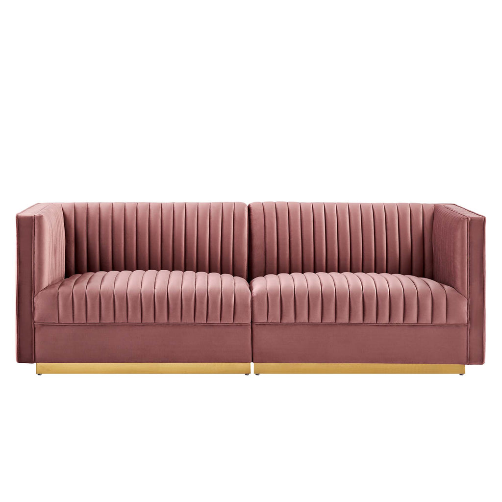 Sanguine Channel Tufted Performance Velvet Modular Sectional sofá loveseat