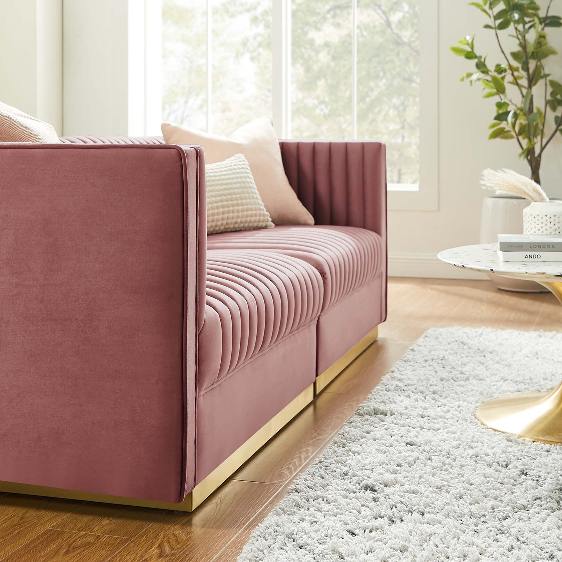 Sanguine Channel Tufted Performance Velvet Modular Sectional sofá loveseat
