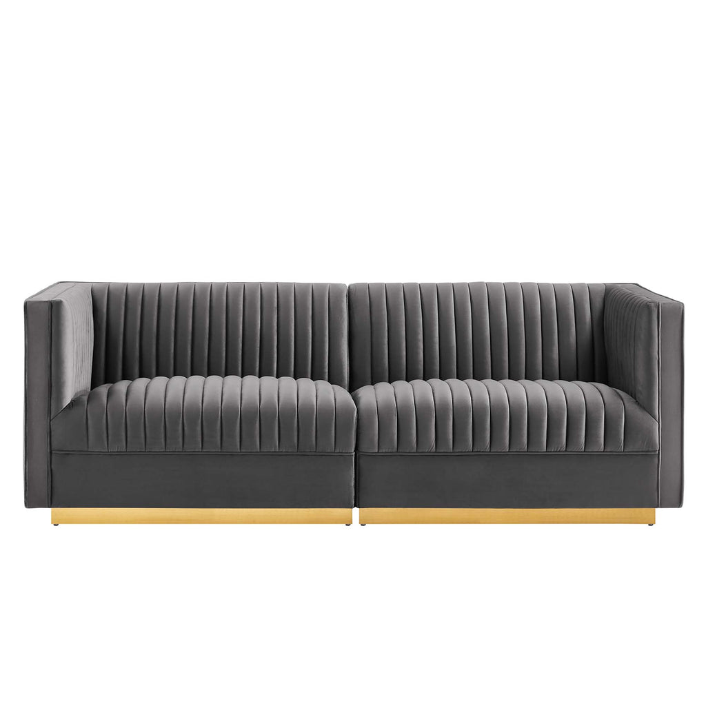 Sanguine Channel Tufted Performance Velvet Modular Sectional sofá loveseat