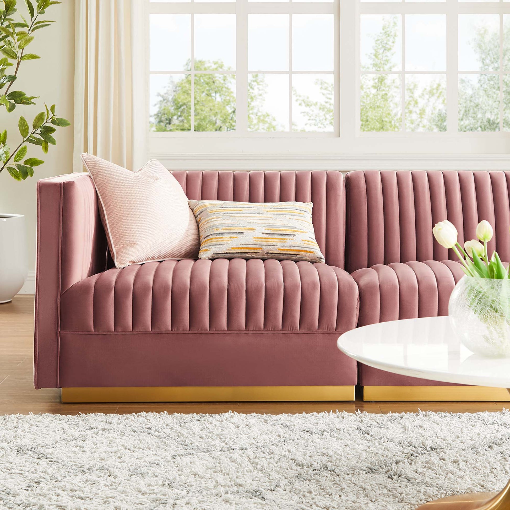 Sanguine Channel Tufted Performance Velvet 3-Seat Modular Sectional sofá