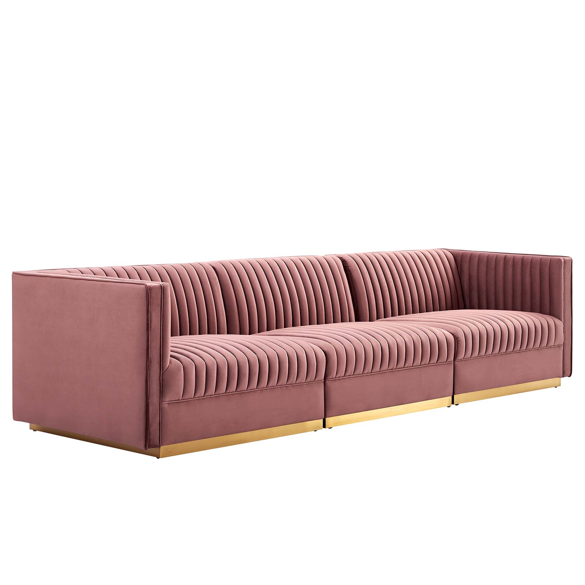 Sanguine Channel Tufted Performance Velvet 3-Seat Modular Sectional sofá