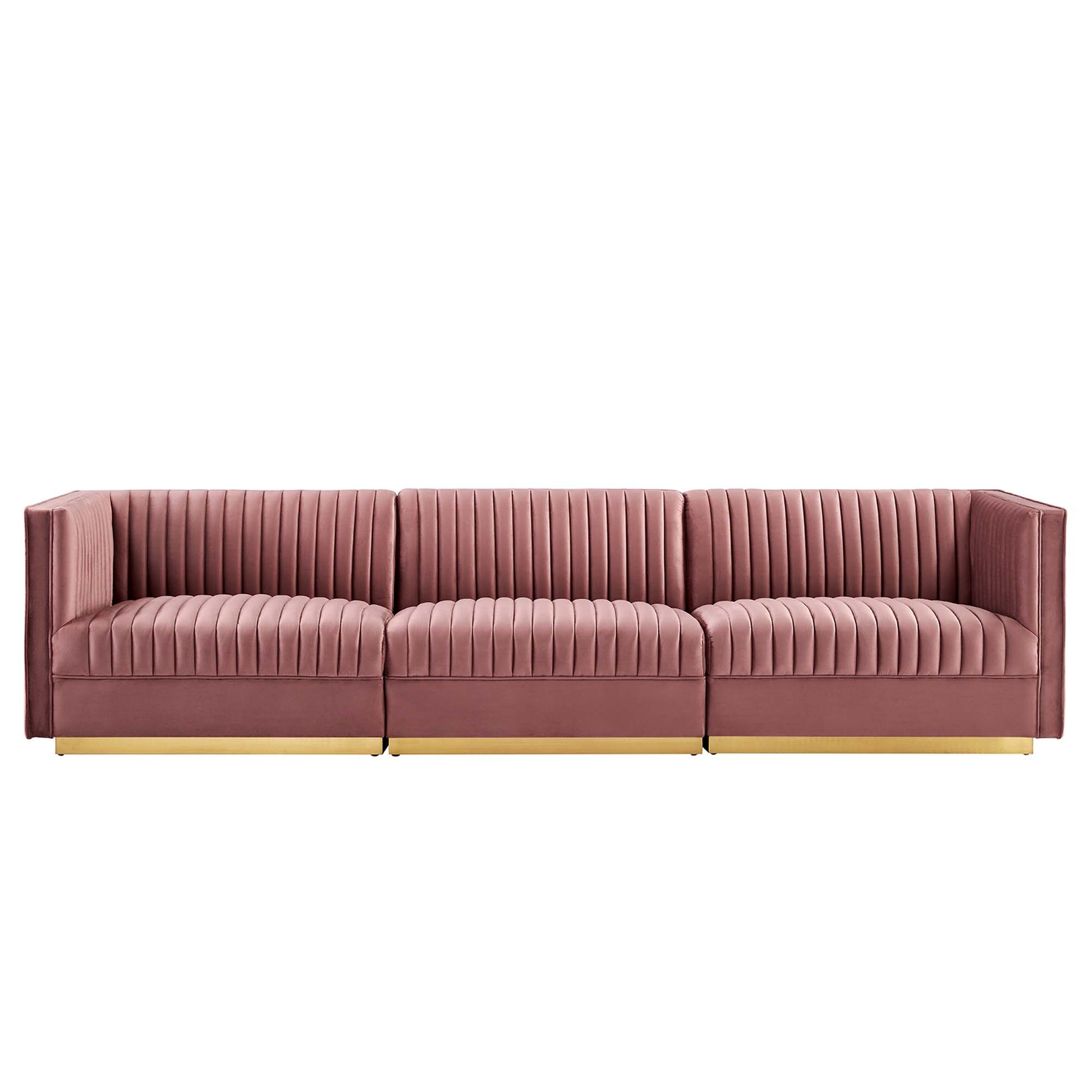 Sanguine Channel Tufted Performance Velvet 3-Seat Modular Sectional sofá