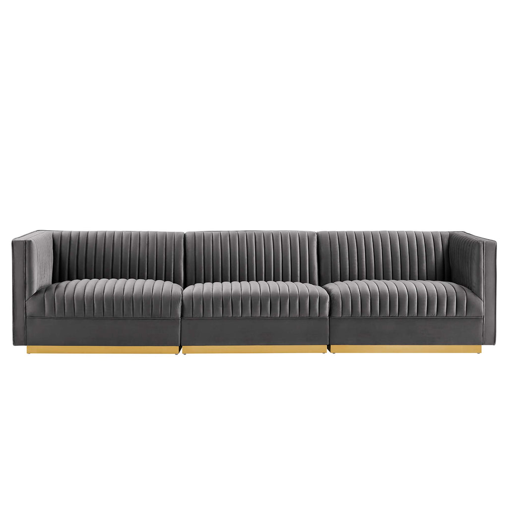 Sanguine Channel Tufted Performance Velvet 3-Seat Modular Sectional sofá