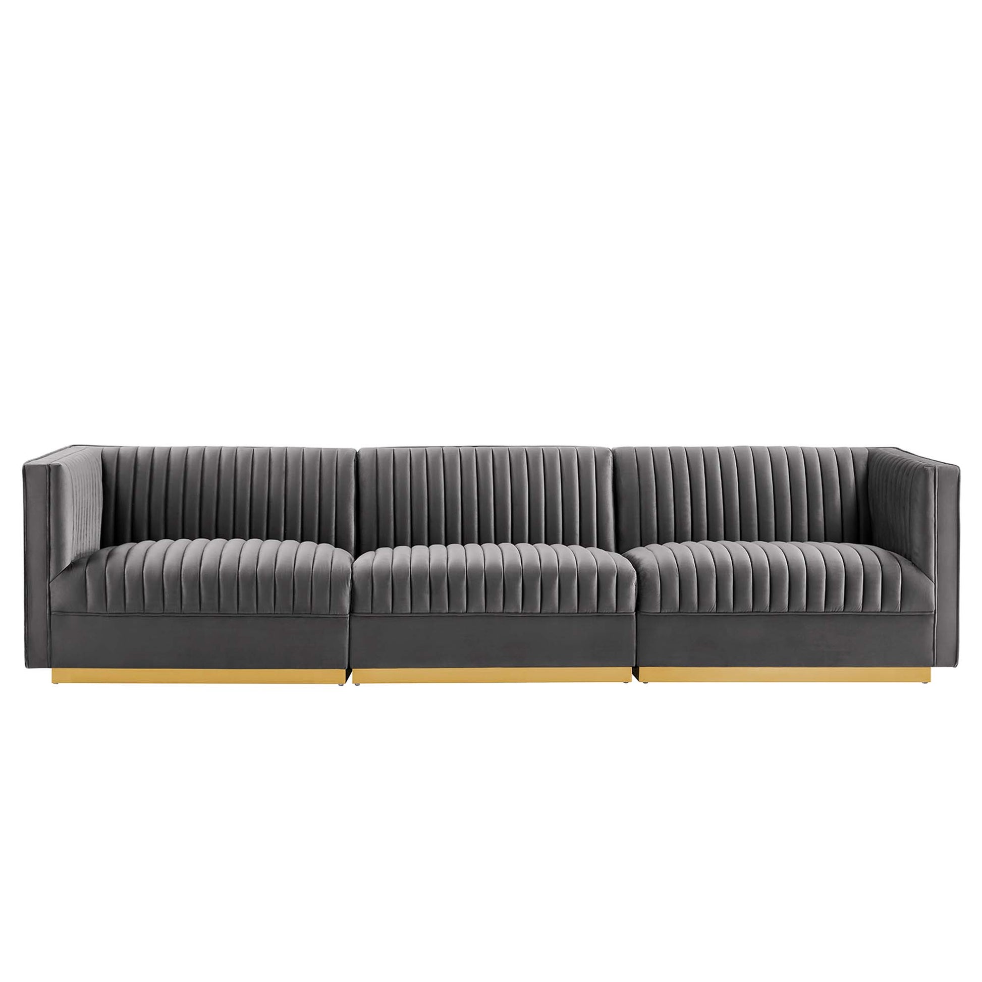 Sanguine Channel Tufted Performance Velvet 3-Seat Modular Sectional sofá