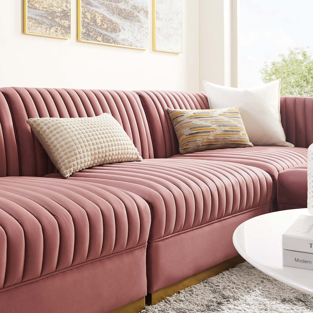 Sanguine 4-Piece Channel Tufted Performance Velvet Modular Sectional sofá