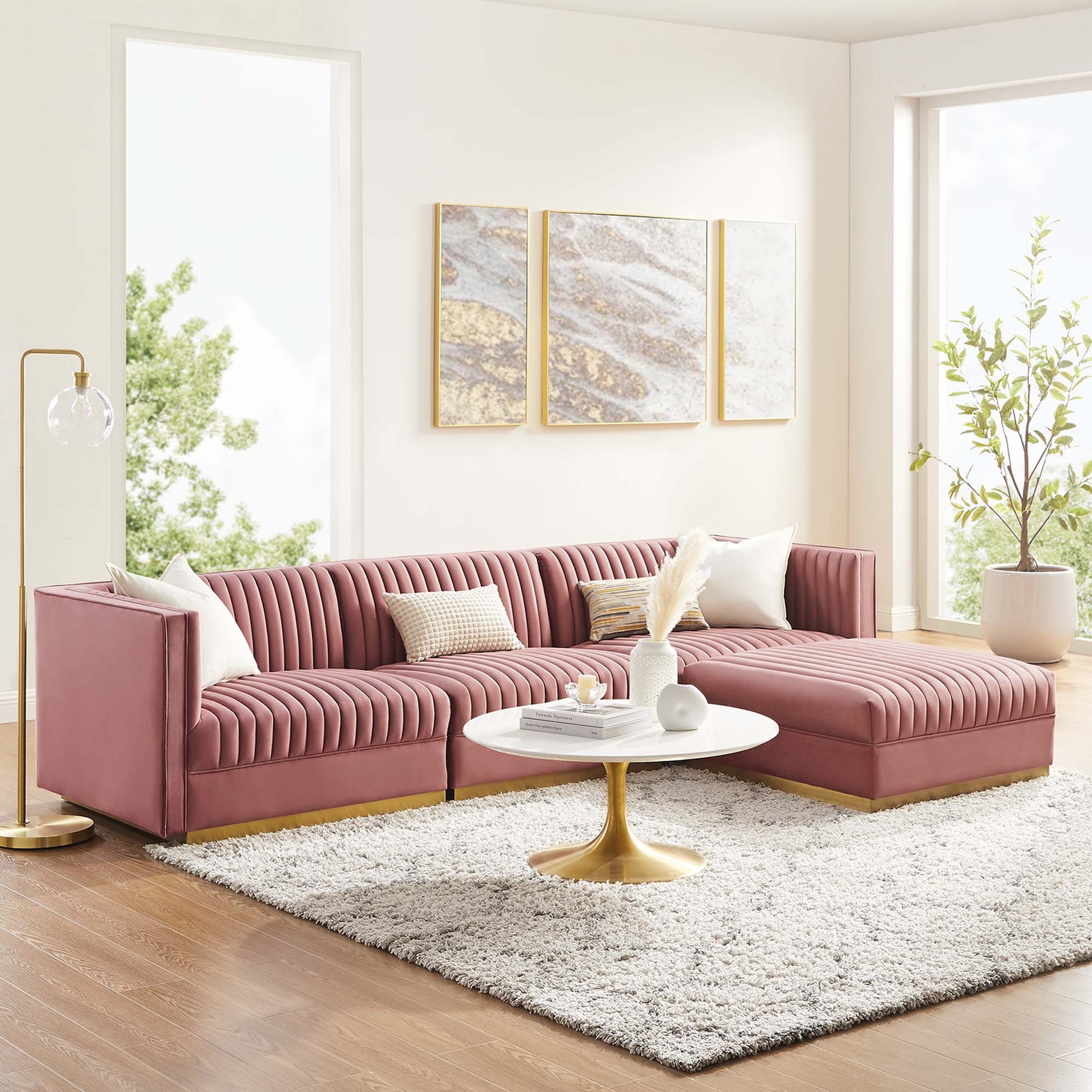Sanguine 4-Piece Channel Tufted Performance Velvet Modular Sectional sofá