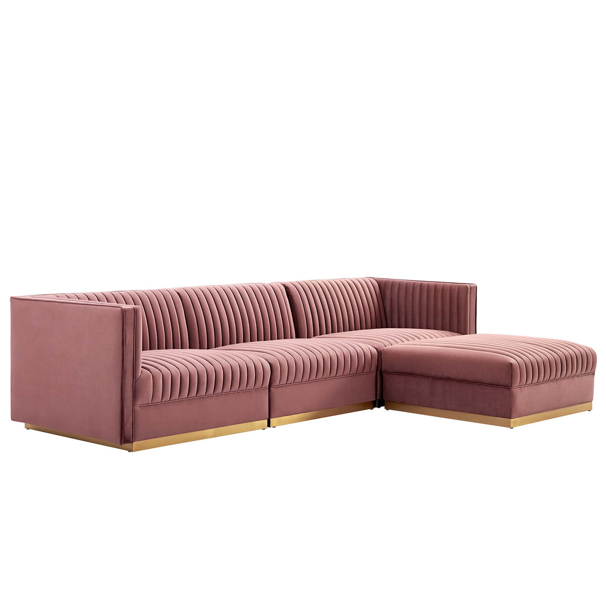 Sanguine 4-Piece Channel Tufted Performance Velvet Modular Sectional sofá