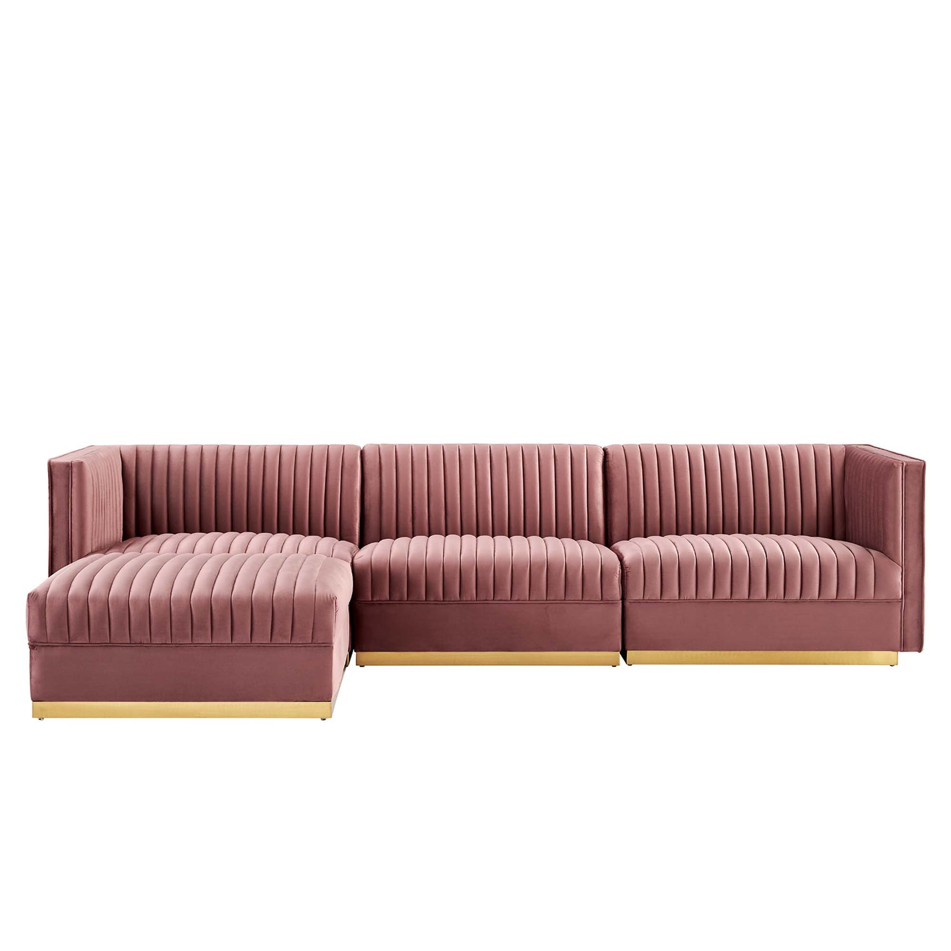 Sanguine 4-Piece Channel Tufted Performance Velvet Modular Sectional sofá