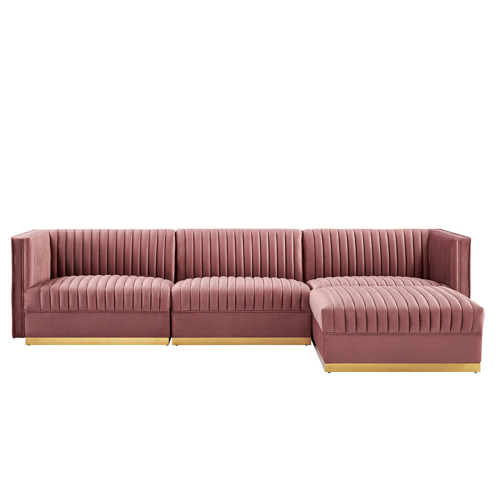 Sanguine 4-Piece Channel Tufted Performance Velvet Modular Sectional sofá