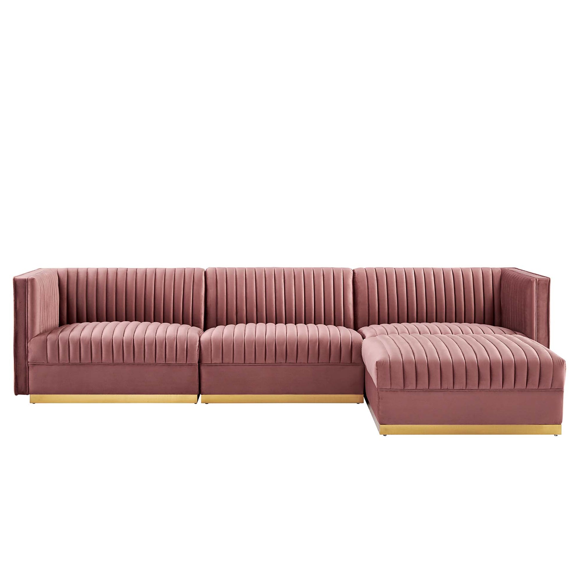 Sanguine 4-Piece Channel Tufted Performance Velvet Modular Sectional sofá