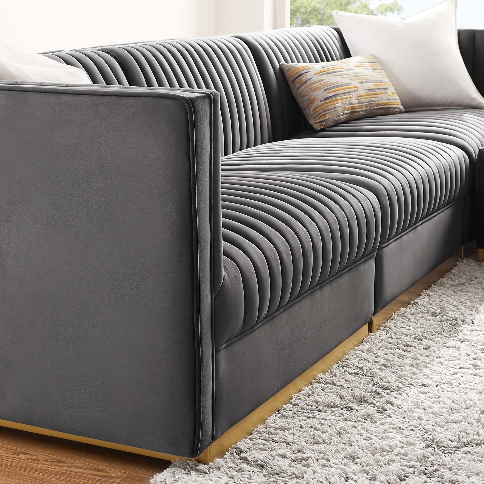 Sanguine 4-Piece Channel Tufted Performance Velvet Modular Sectional sofá