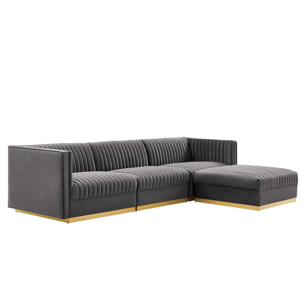Sanguine 4-Piece Channel Tufted Performance Velvet Modular Sectional sofá