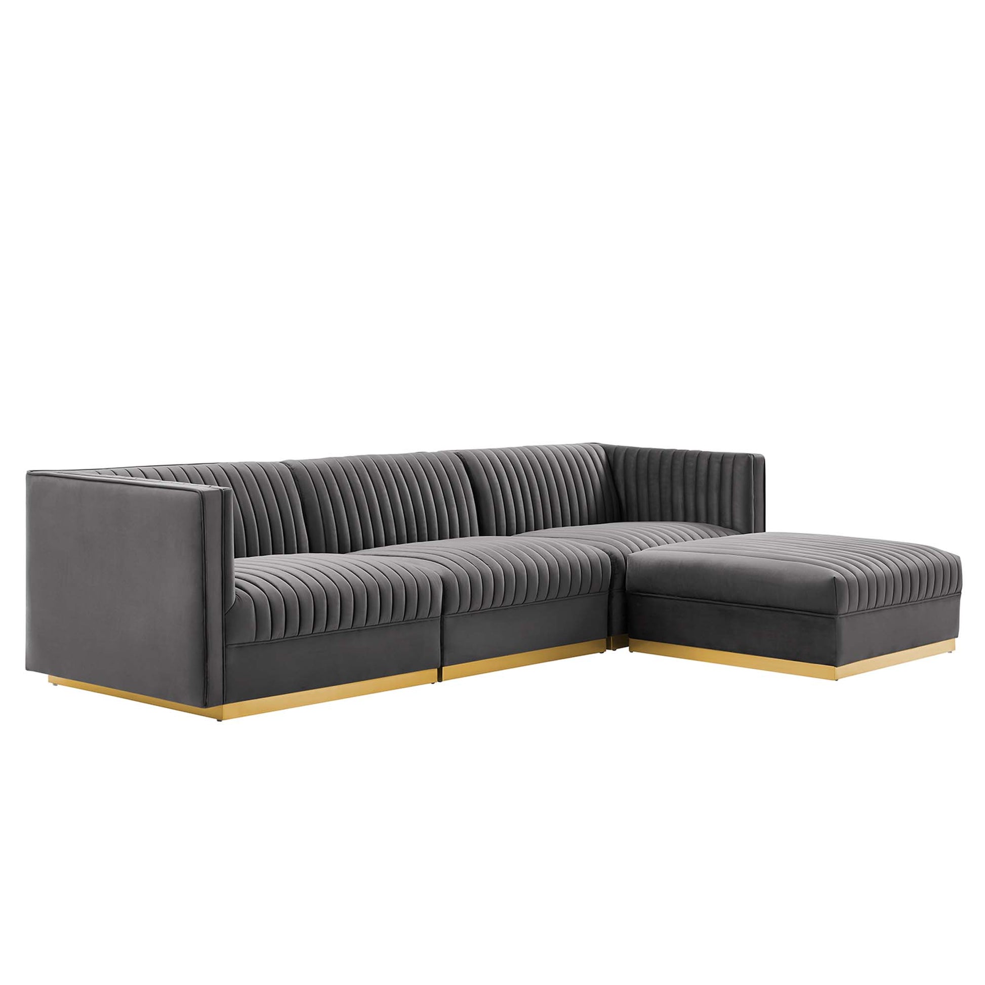Sanguine 4-Piece Channel Tufted Performance Velvet Modular Sectional sofá
