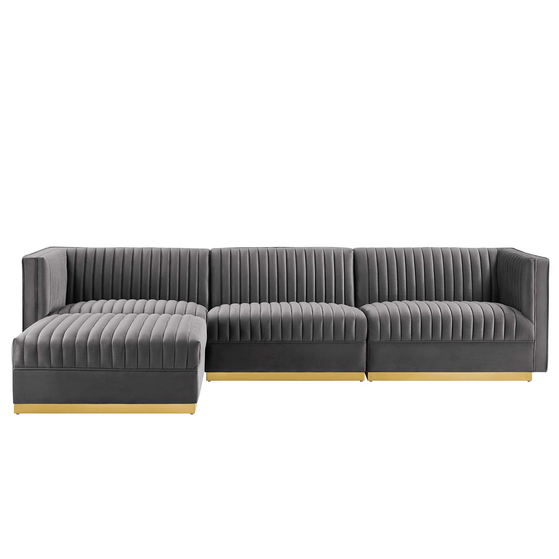 Sanguine 4-Piece Channel Tufted Performance Velvet Modular Sectional sofá