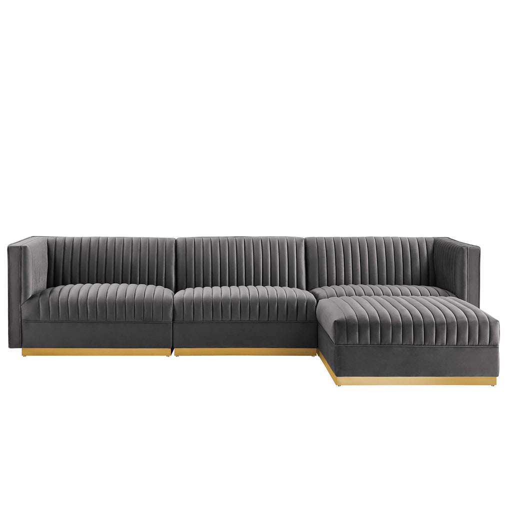 Sanguine 4-Piece Channel Tufted Performance Velvet Modular Sectional sofá