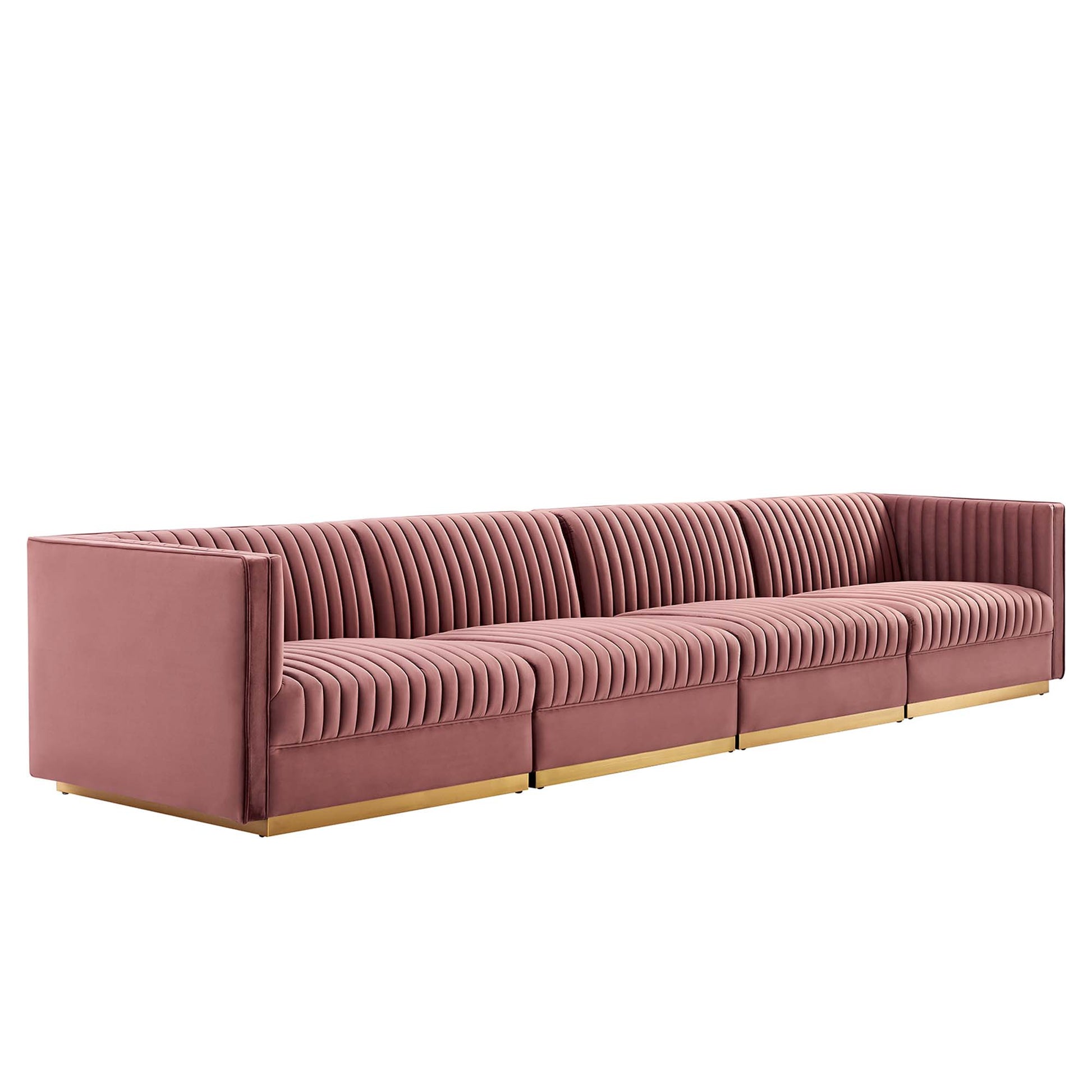Sanguine Channel Tufted Performance Velvet 4-Seat Modular Sectional sofá