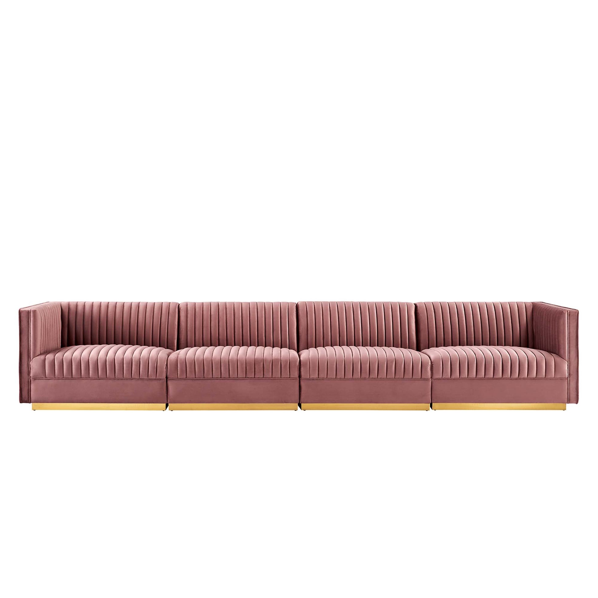 Sanguine Channel Tufted Performance Velvet 4-Seat Modular Sectional sofá