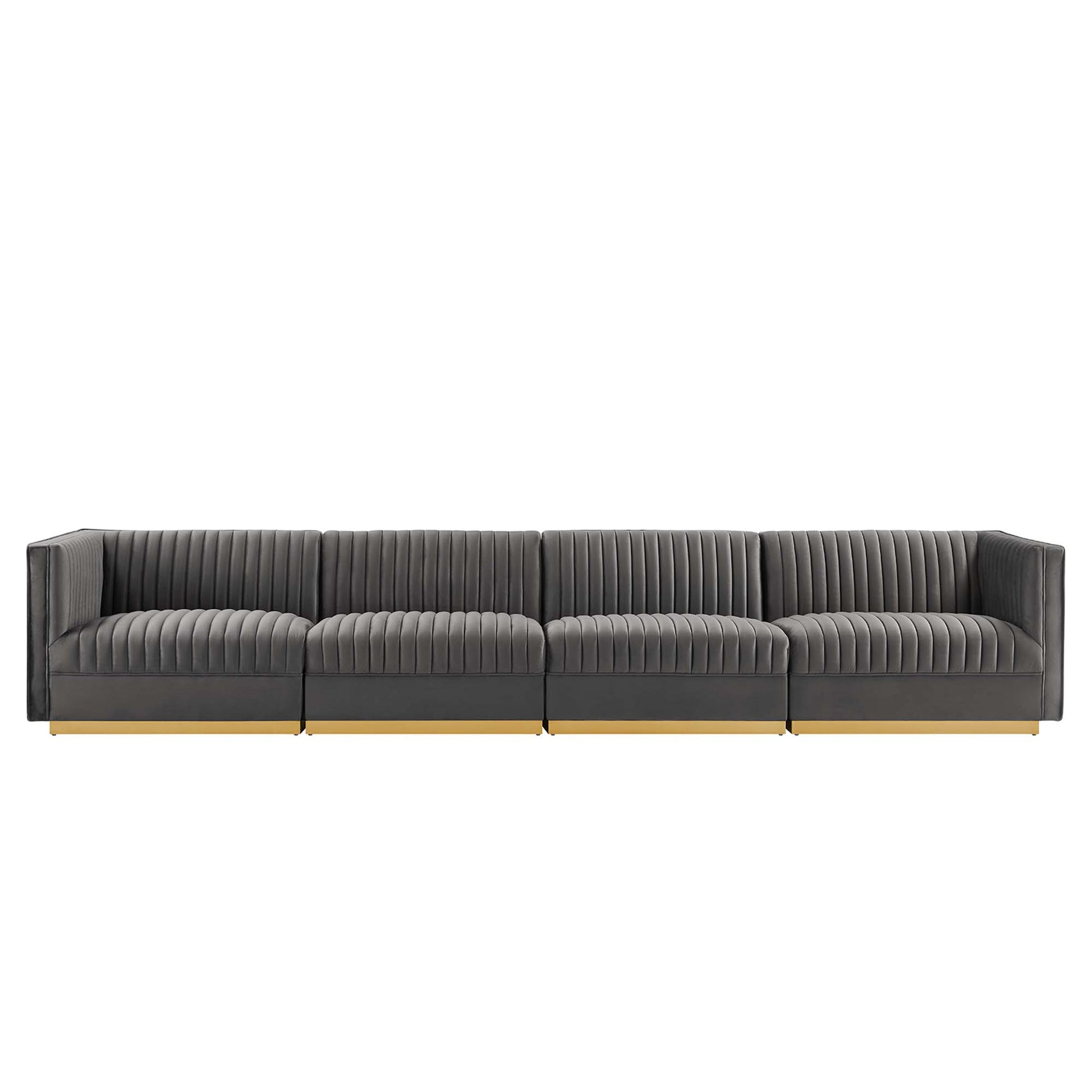 Sanguine Channel Tufted Performance Velvet 4-Seat Modular Sectional sofá