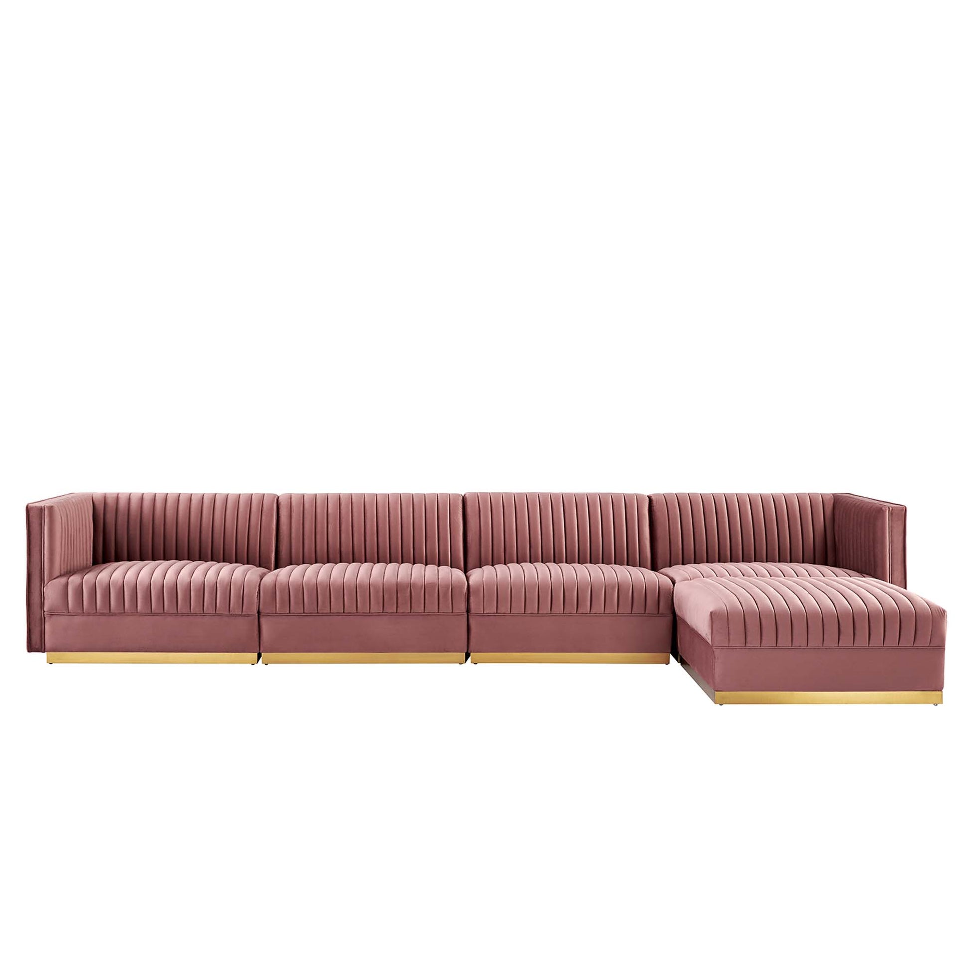 Sanguine 5-Piece Channel Tufted Performance Velvet Modular Sectional sofá