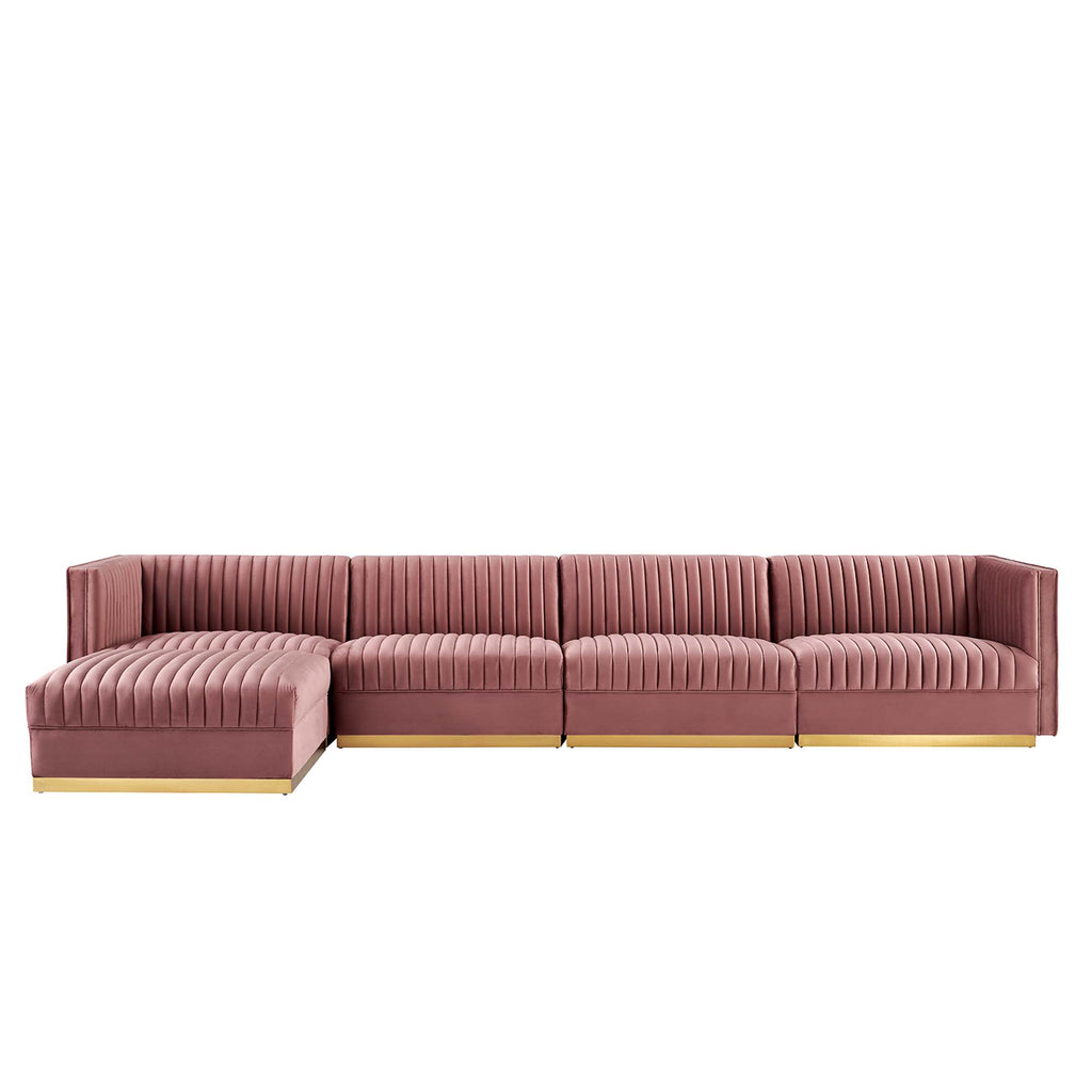 Sanguine 5-Piece Channel Tufted Performance Velvet Modular Sectional sofá
