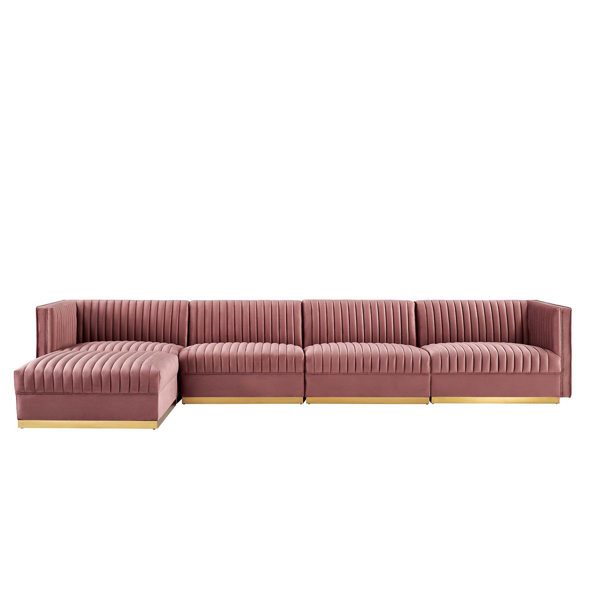 Sanguine 5-Piece Channel Tufted Performance Velvet Modular Sectional sofá