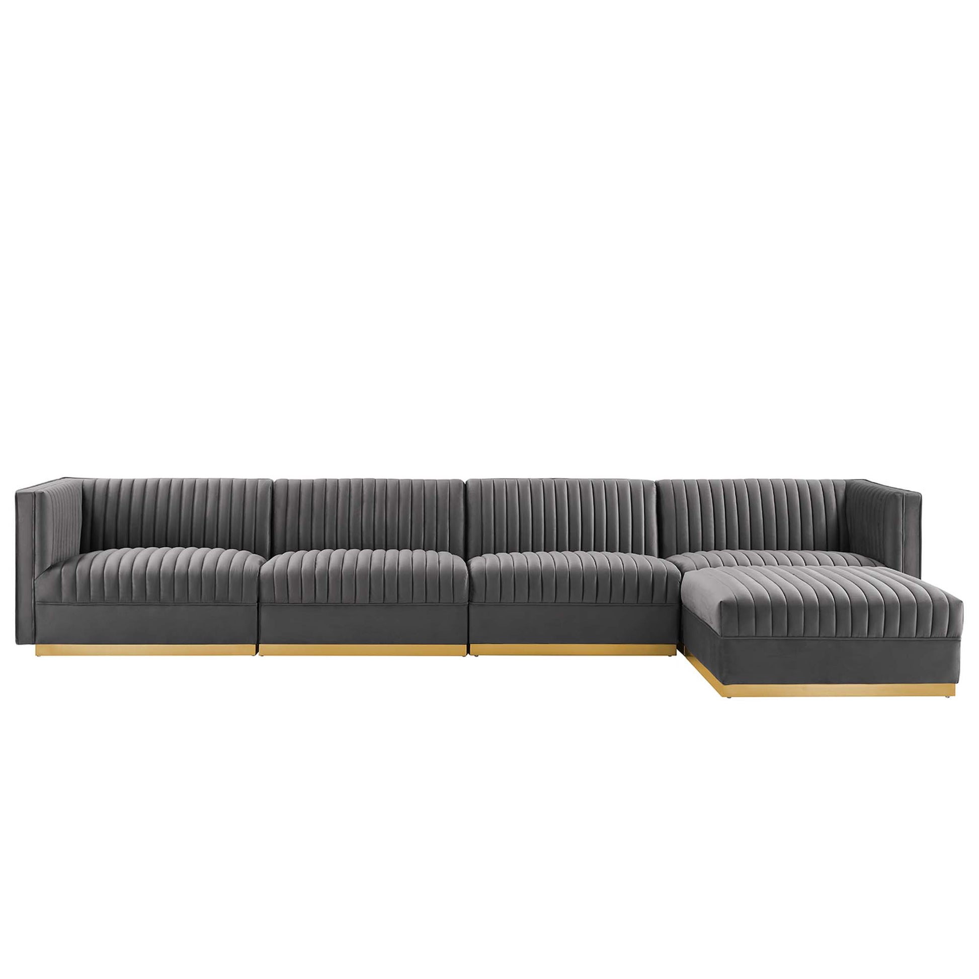 Sanguine 5-Piece Channel Tufted Performance Velvet Modular Sectional sofá