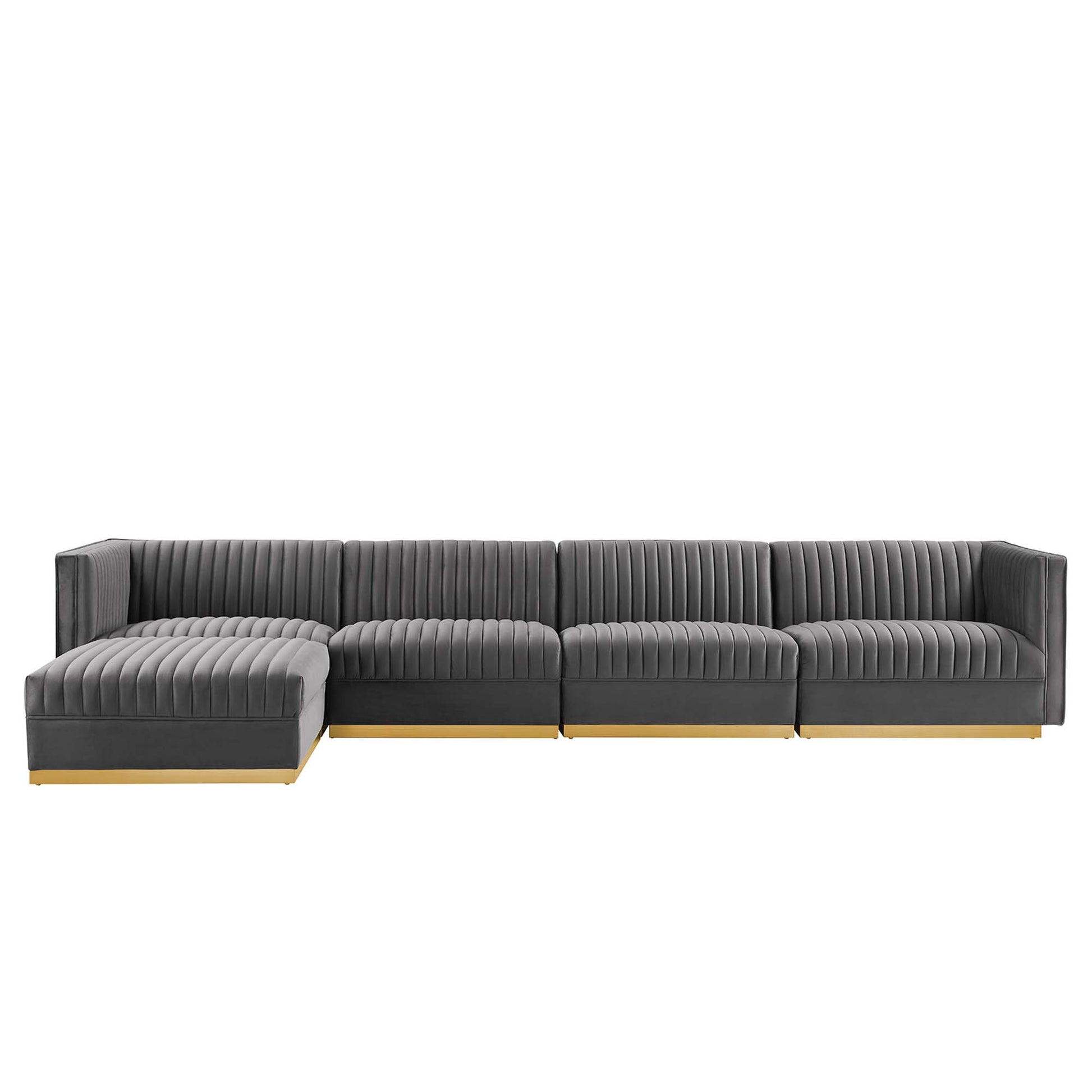 Sanguine 5-Piece Channel Tufted Performance Velvet Modular Sectional sofá