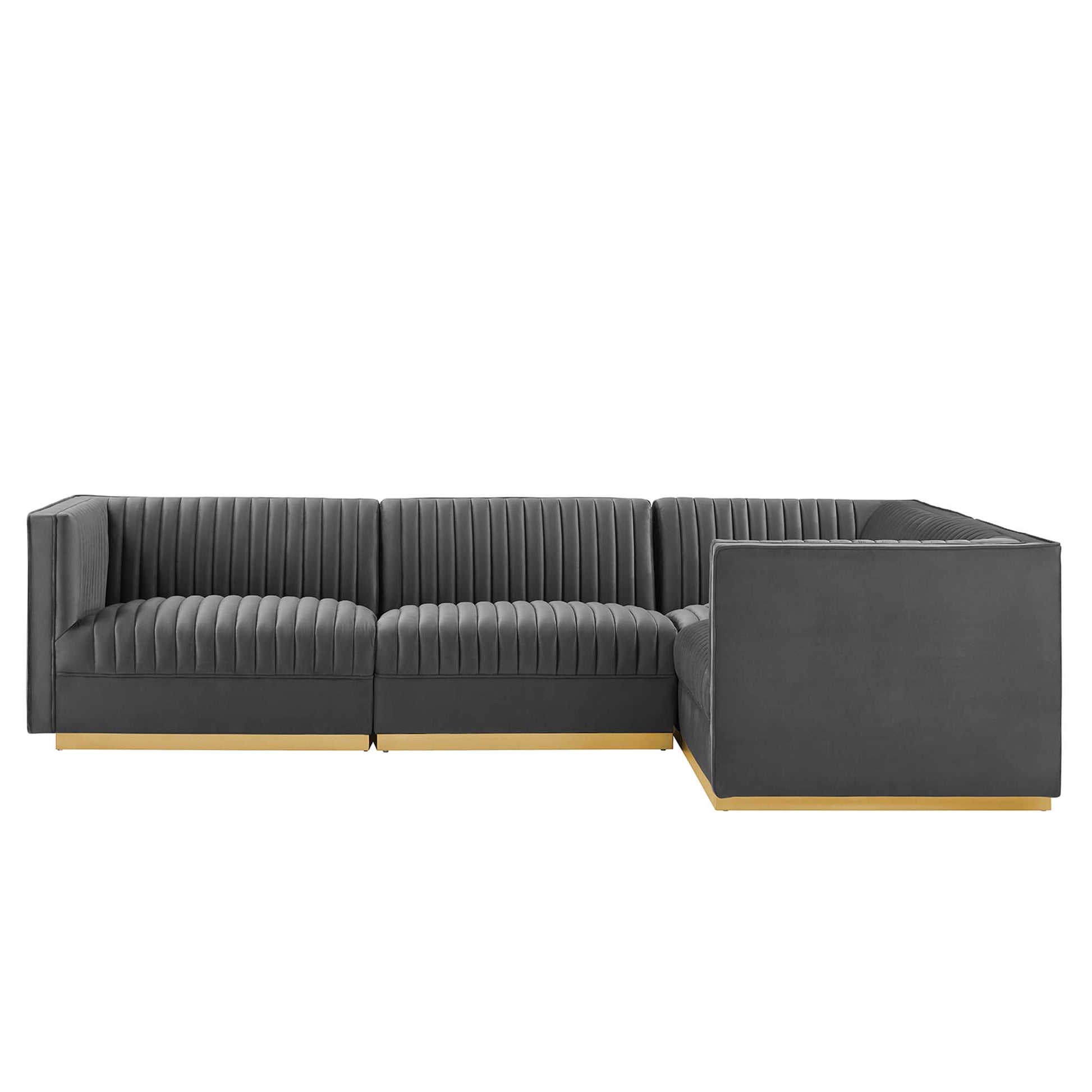 Sanguine 4-Piece Channel Tufted Performance Velvet Right-Facing Modular Sectional sofá