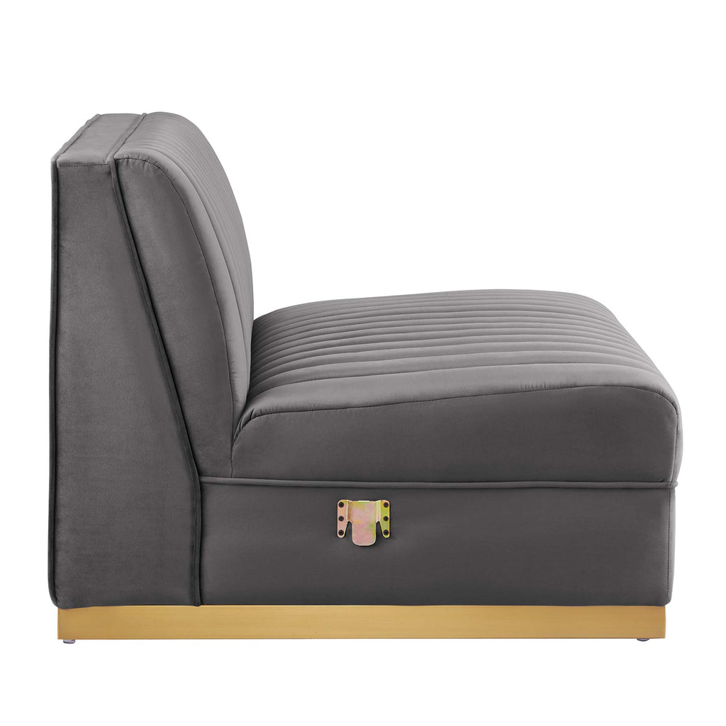 Sanguine 5-Piece Channel Tufted Performance Velvet Right-Facing Modular Sectional sofá