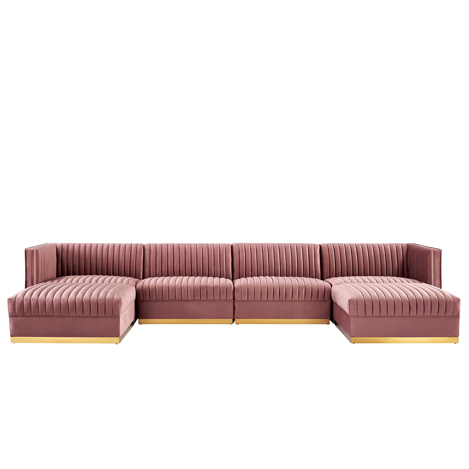 Sanguine 6-Piece Channel Tufted Performance Velvet Modular Sectional sofá