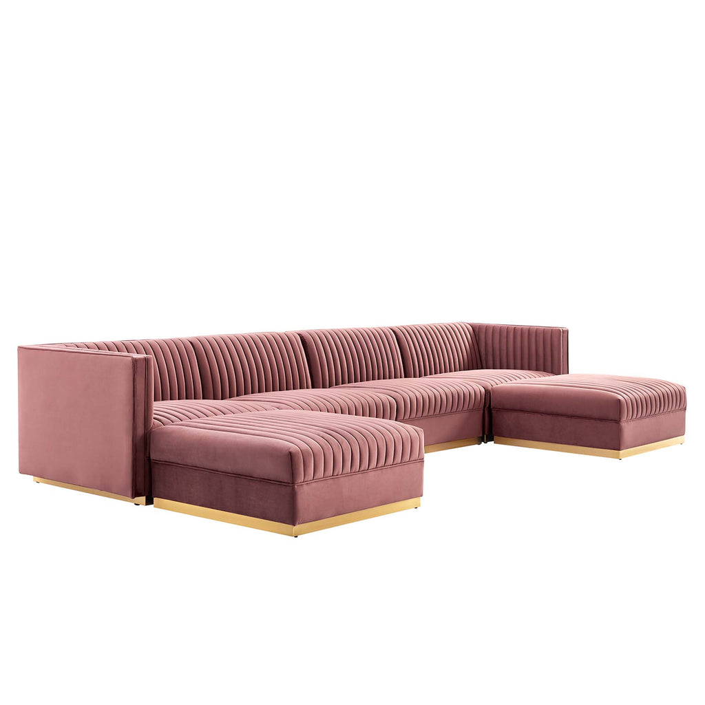 Sanguine 6-Piece Channel Tufted Performance Velvet Modular Sectional sofá